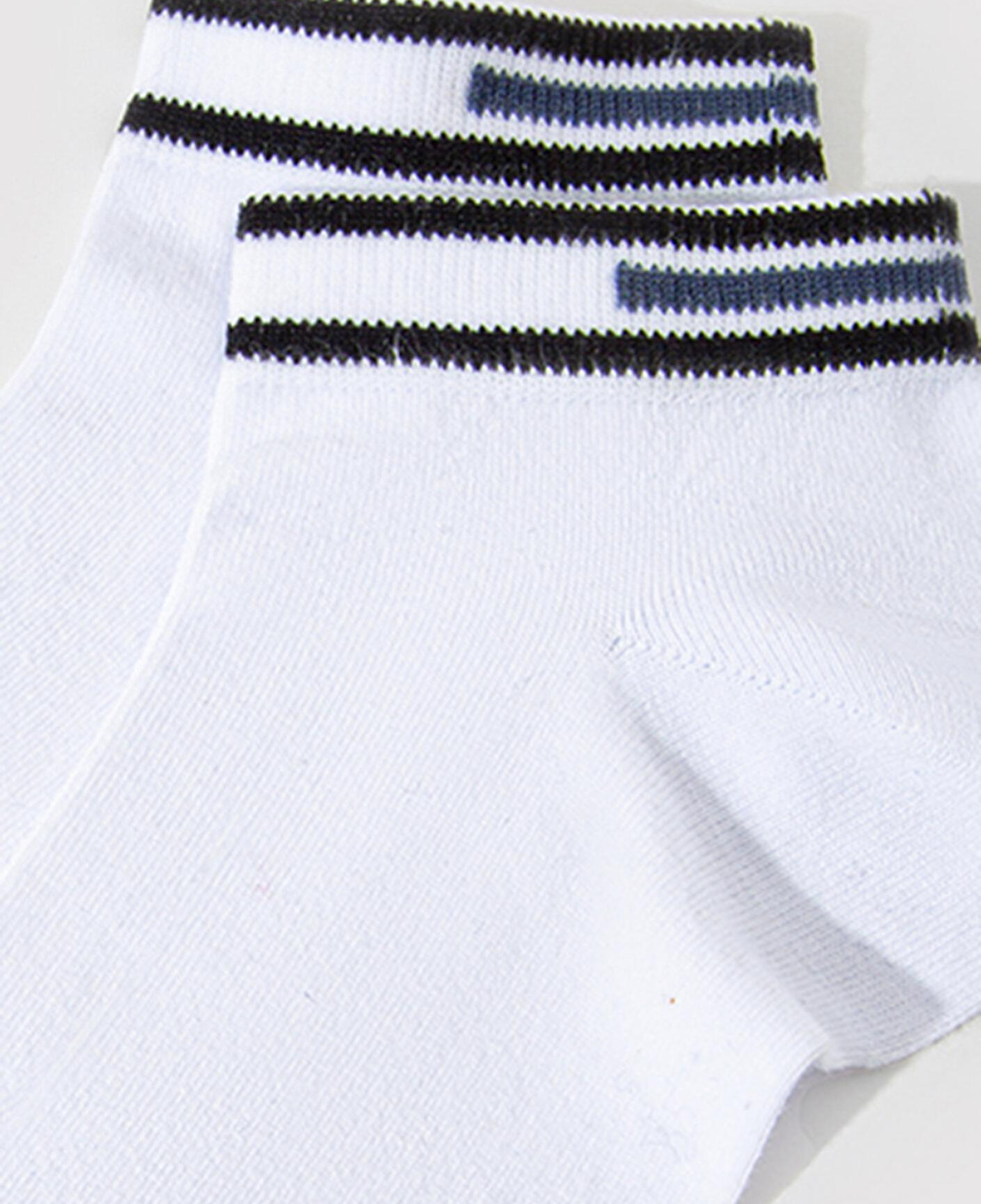 Mavi Çizgi Detaylı Beyaz Patik Çorap 0911609-620