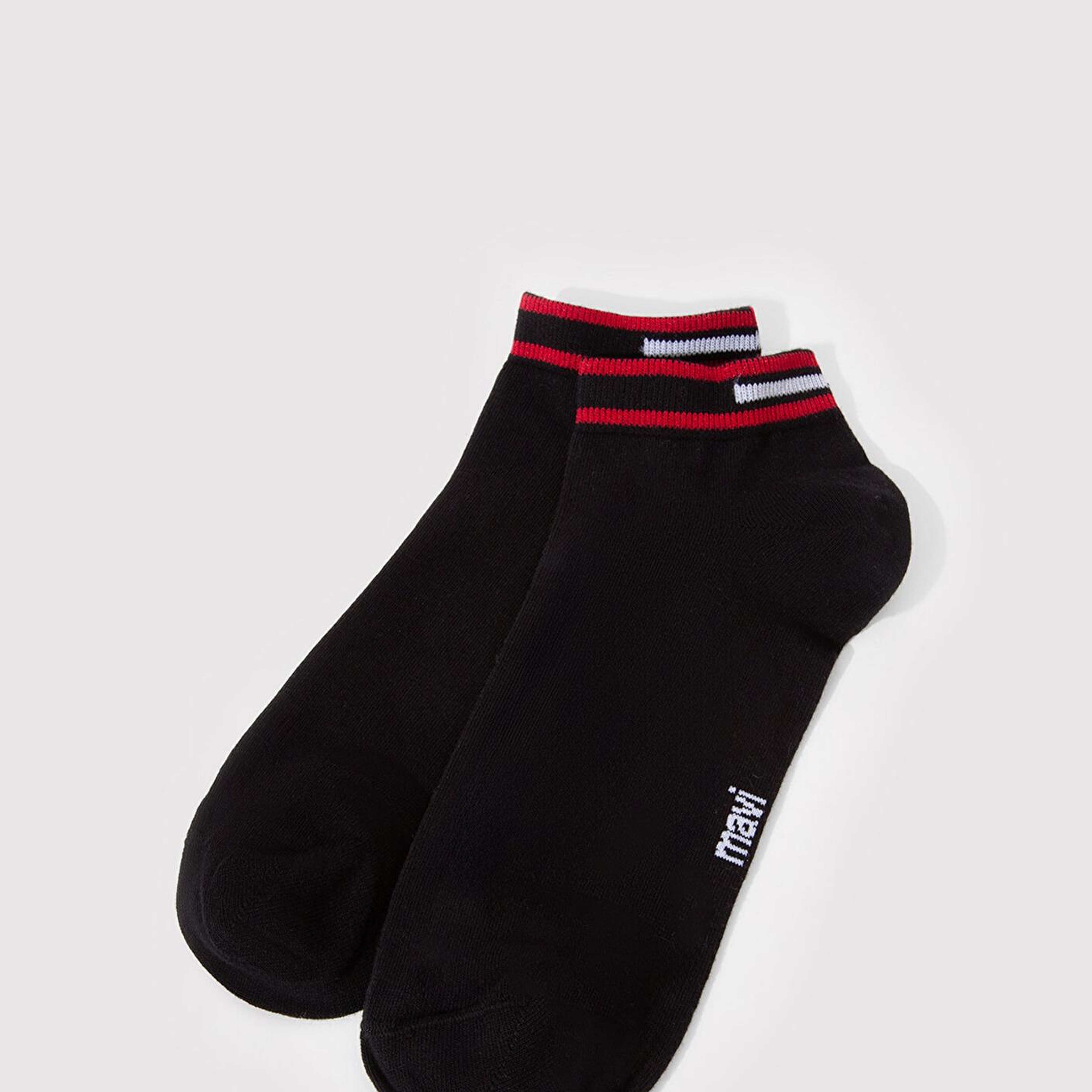 Mavi Çizgi Detaylı Siyah Patik Çorap 0911609-900