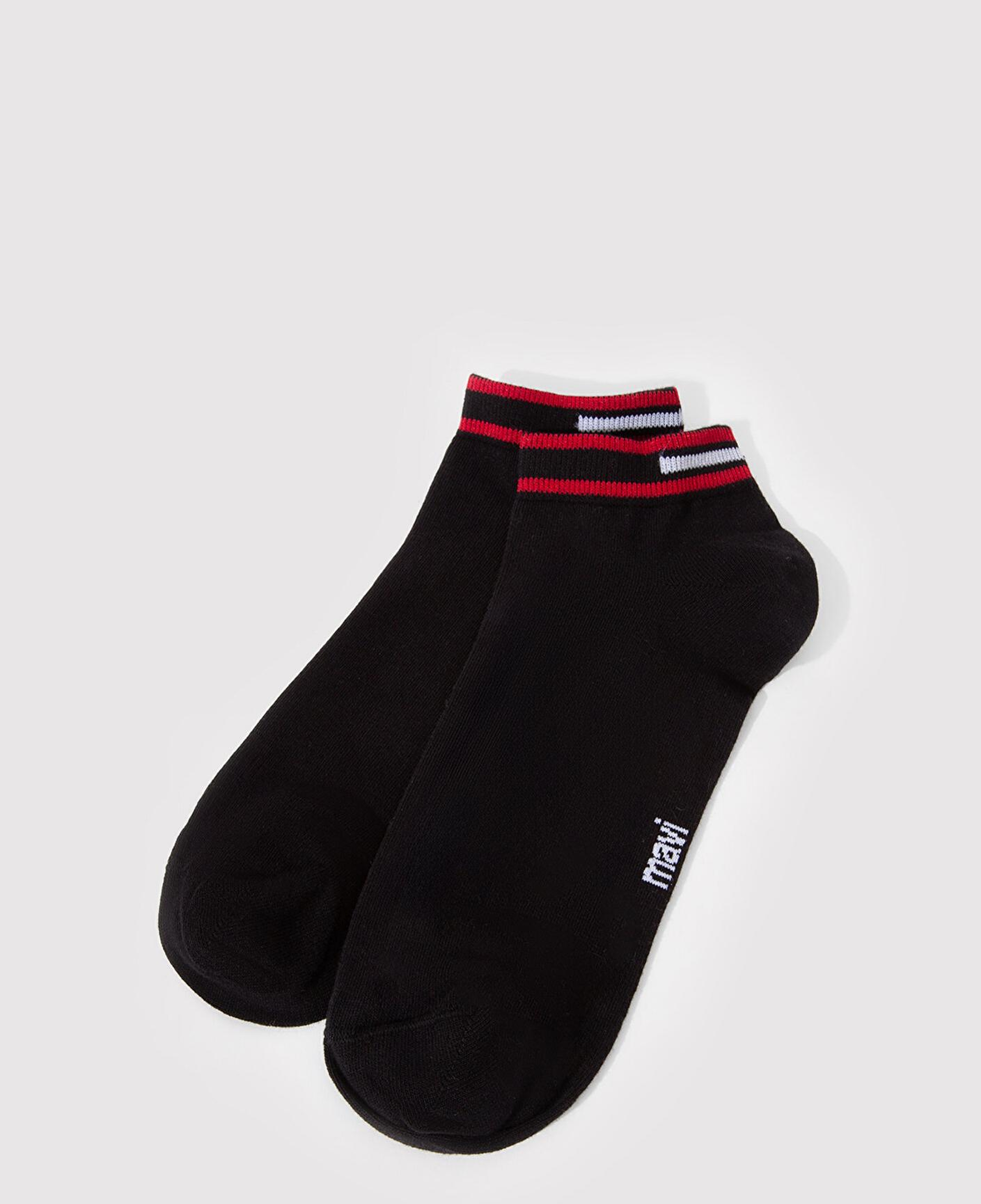 Mavi Çizgi Detaylı Siyah Patik Çorap 0911609-900