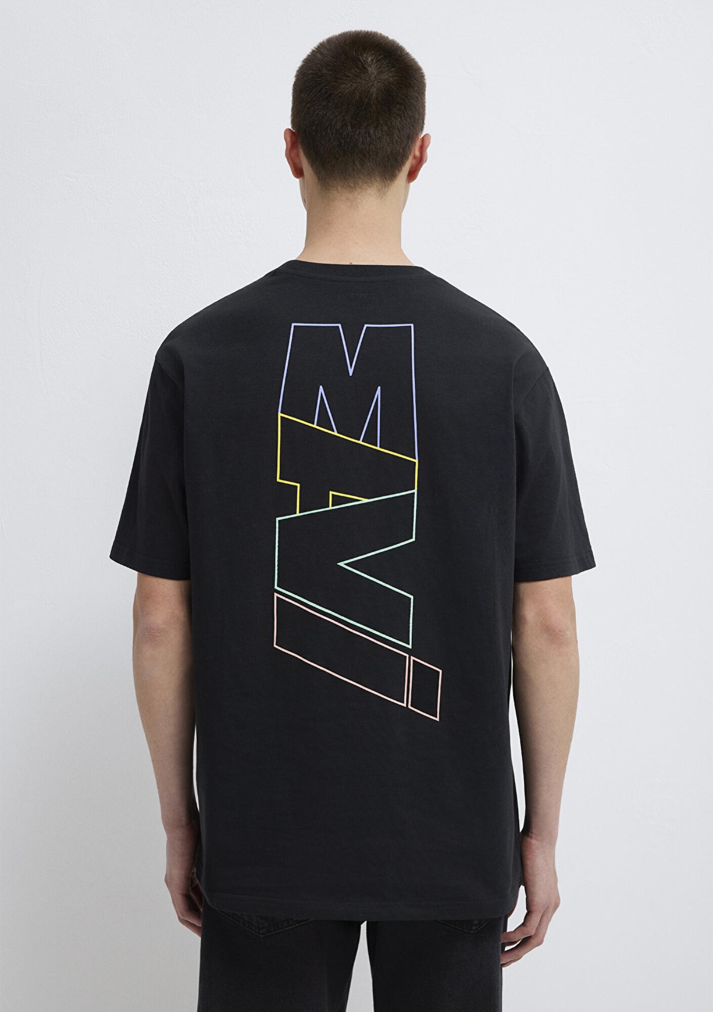 Mavi Mavi Logo Sırt Baskılı Siyah Tişört Loose Fit / Bol Rahat Kesim 0612350-900