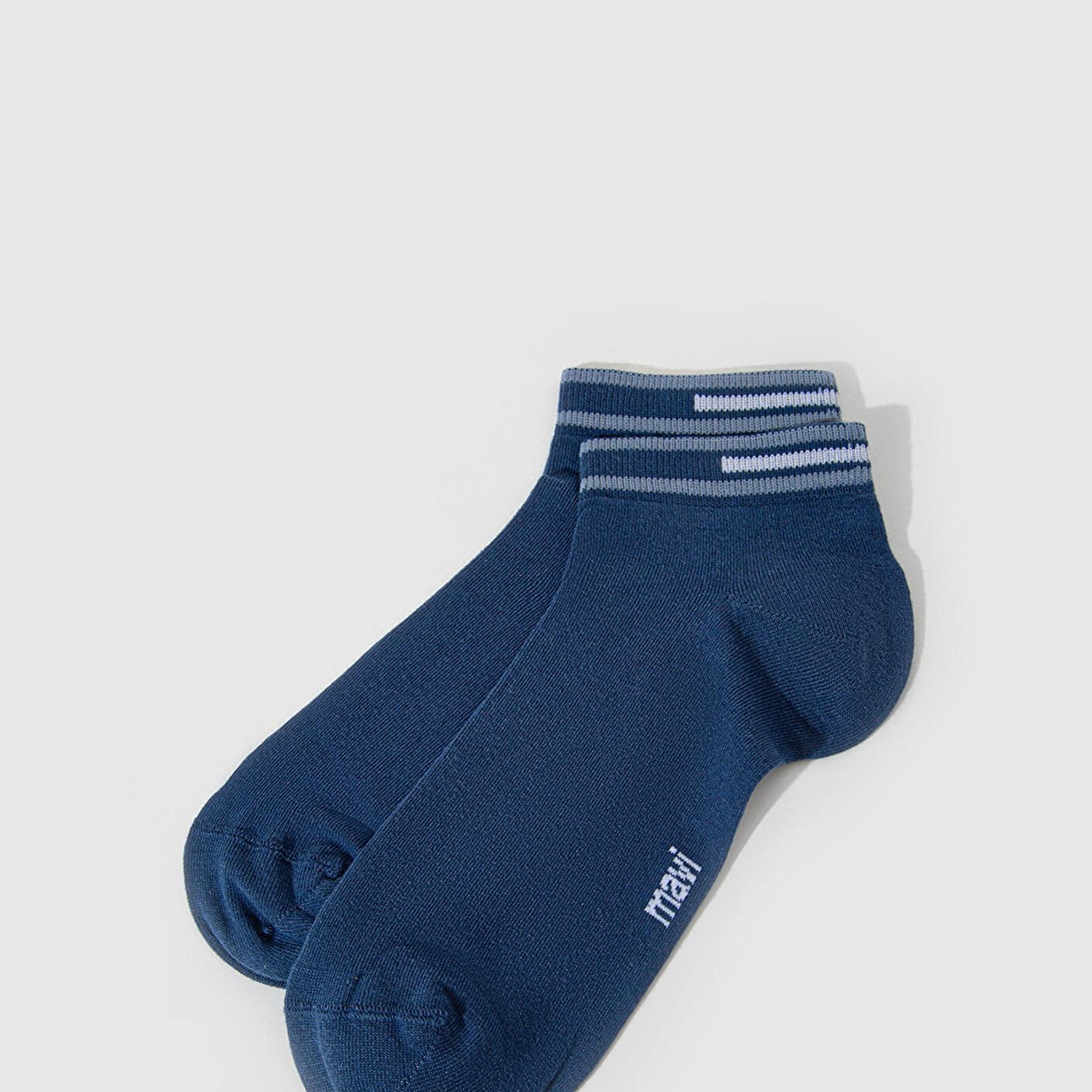 Mavi Çizgi Detaylı Lacivert Patik Çorap 0911609-70861