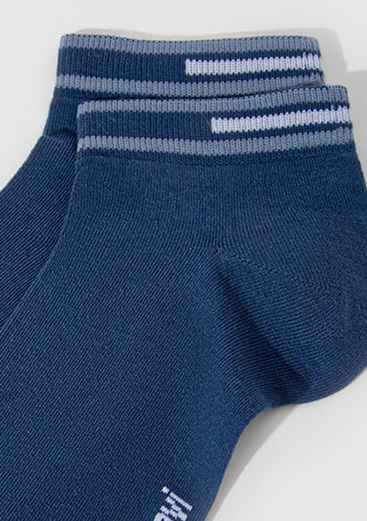 Mavi Çizgi Detaylı Lacivert Patik Çorap 0911609-70861