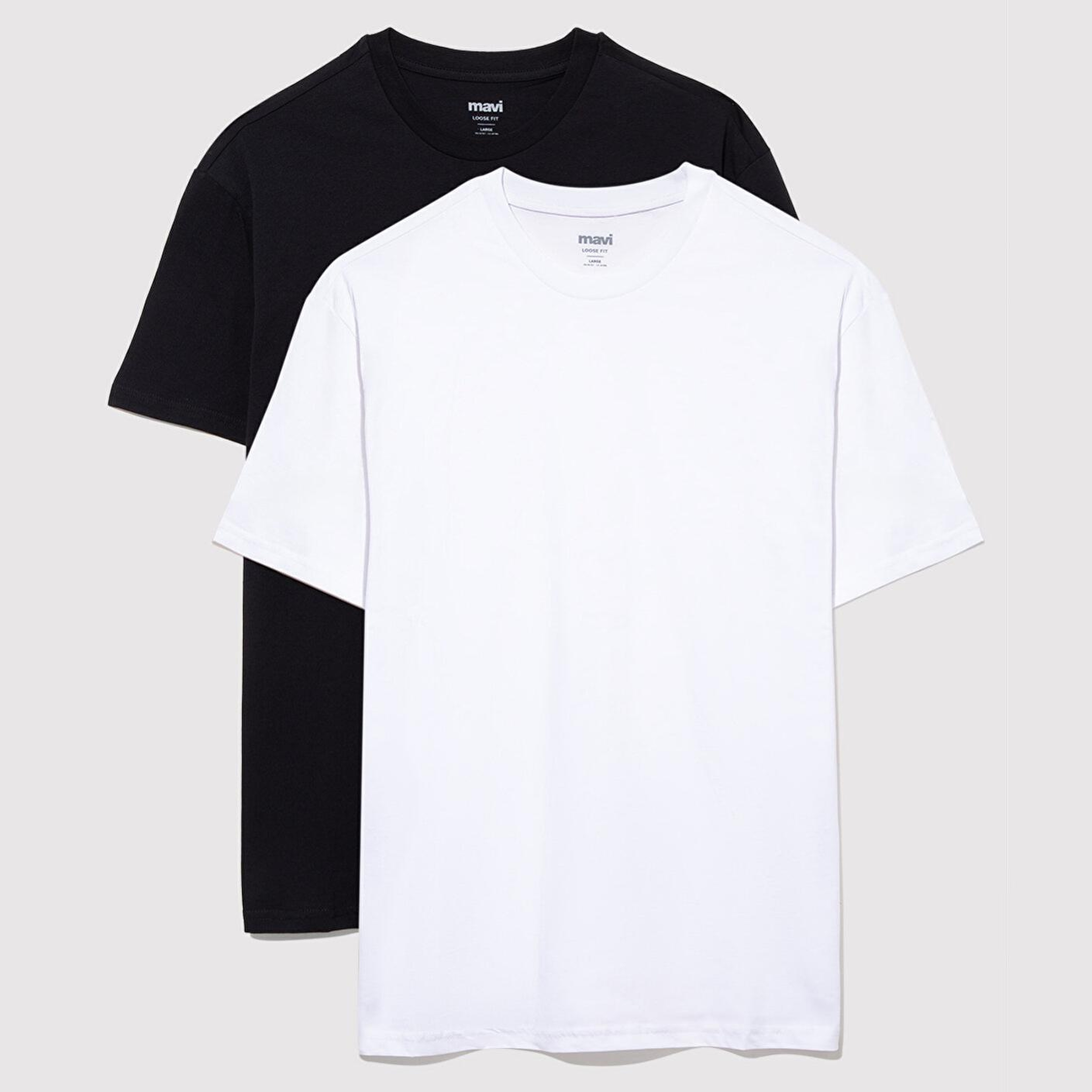 Mavi 2li Erkek Basic Tişört Loose Fit / Bol Rahat Kesim 0612317-900