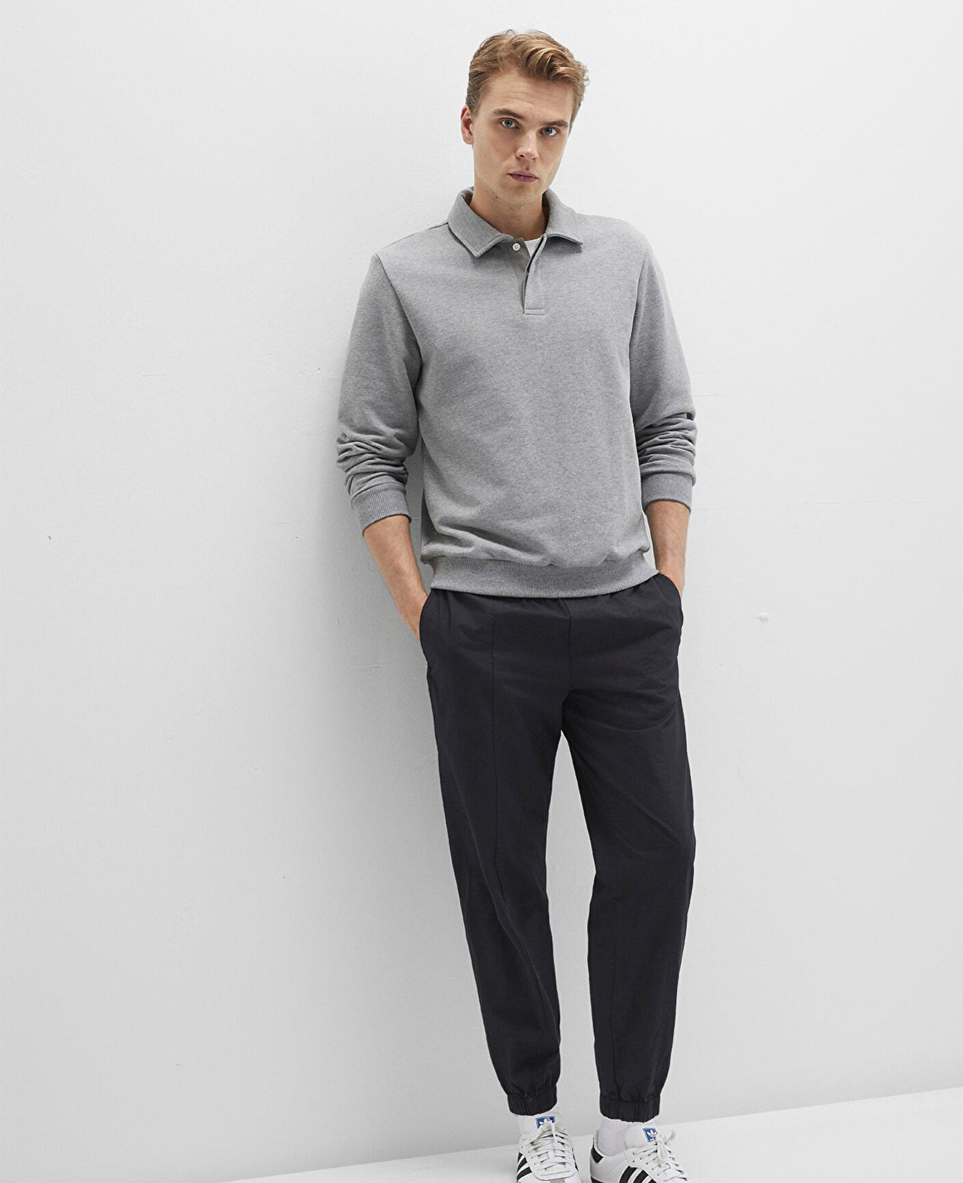 Mavi Beli Lastikli Siyah Jogger Pantolon 0010190-900