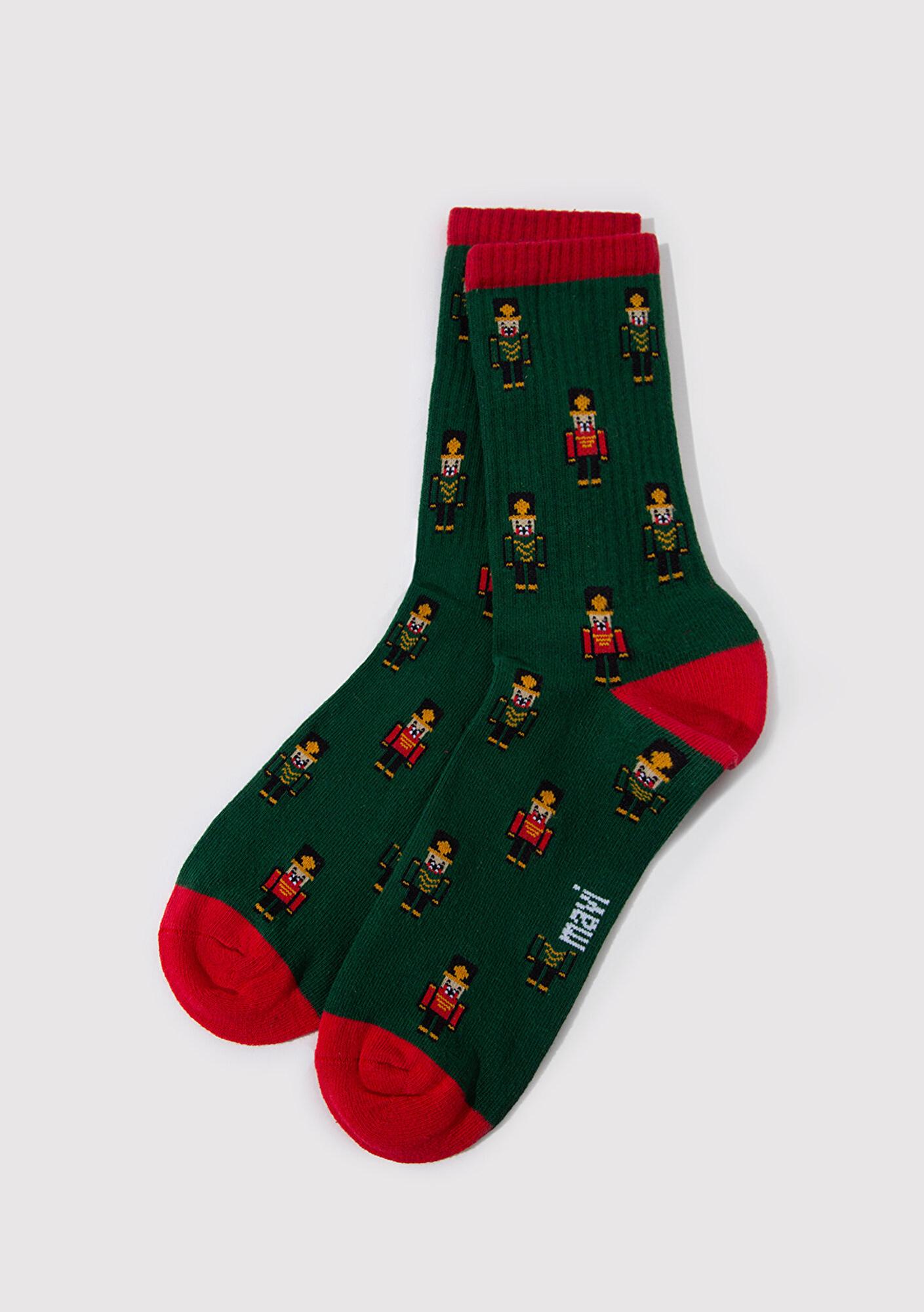 Mavi Yılbaşı Temalı Yeşil Soket Çorap 0911765-71871