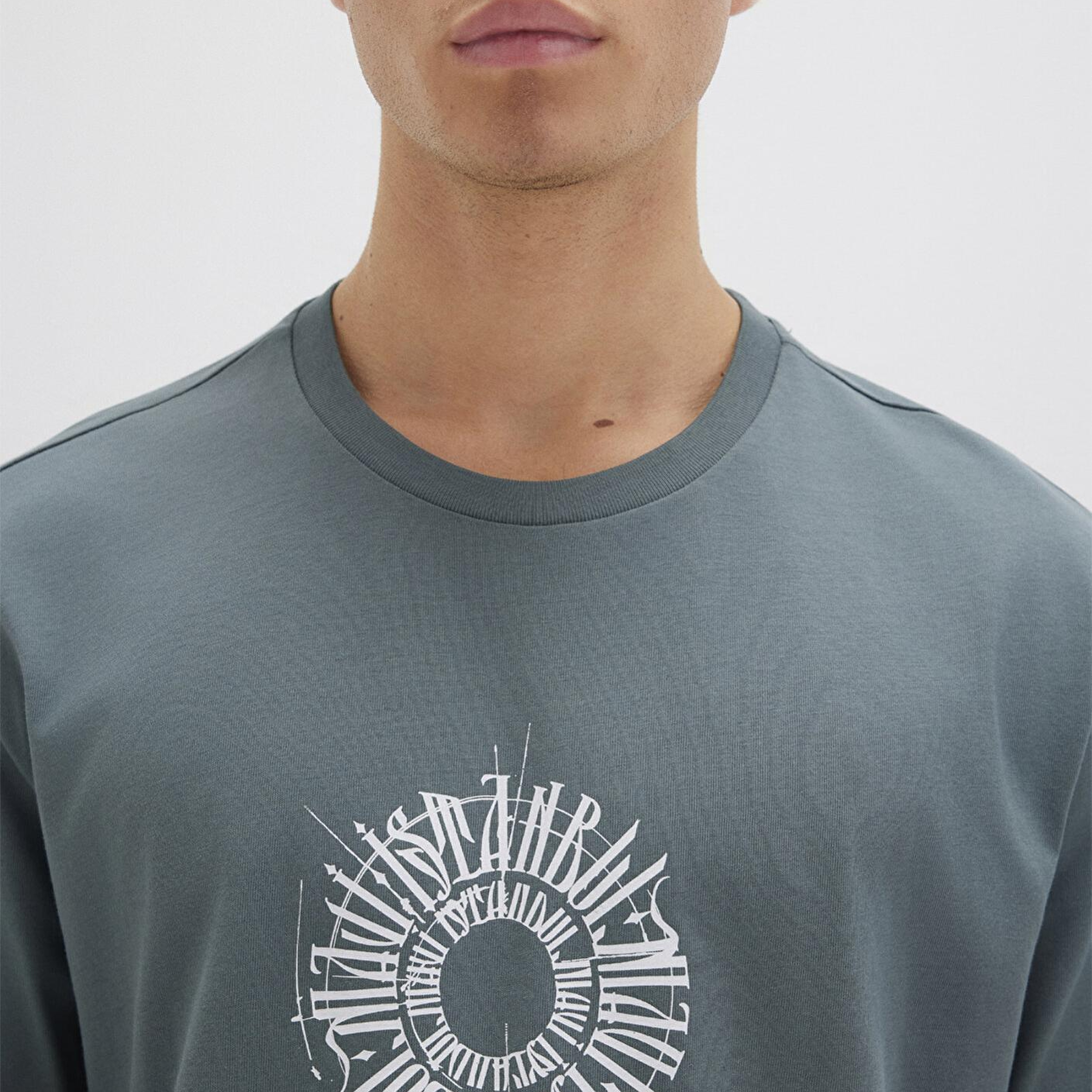 Mavi Sırt Baskılı İstanbul Tişört Loose Fit / Bol Rahat Kesim 0612449-71577