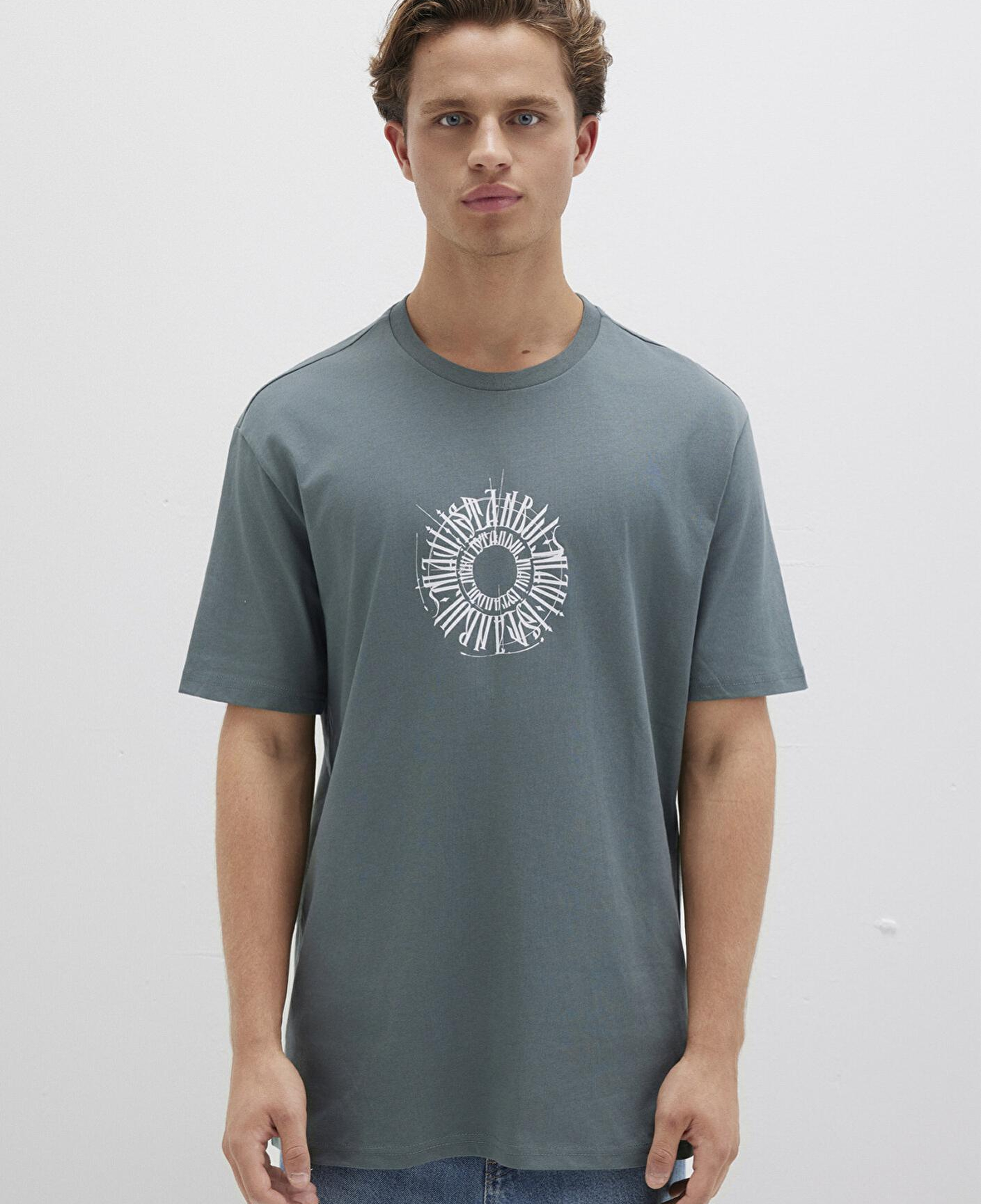 Mavi Sırt Baskılı İstanbul Tişört Loose Fit / Bol Rahat Kesim 0612449-71577