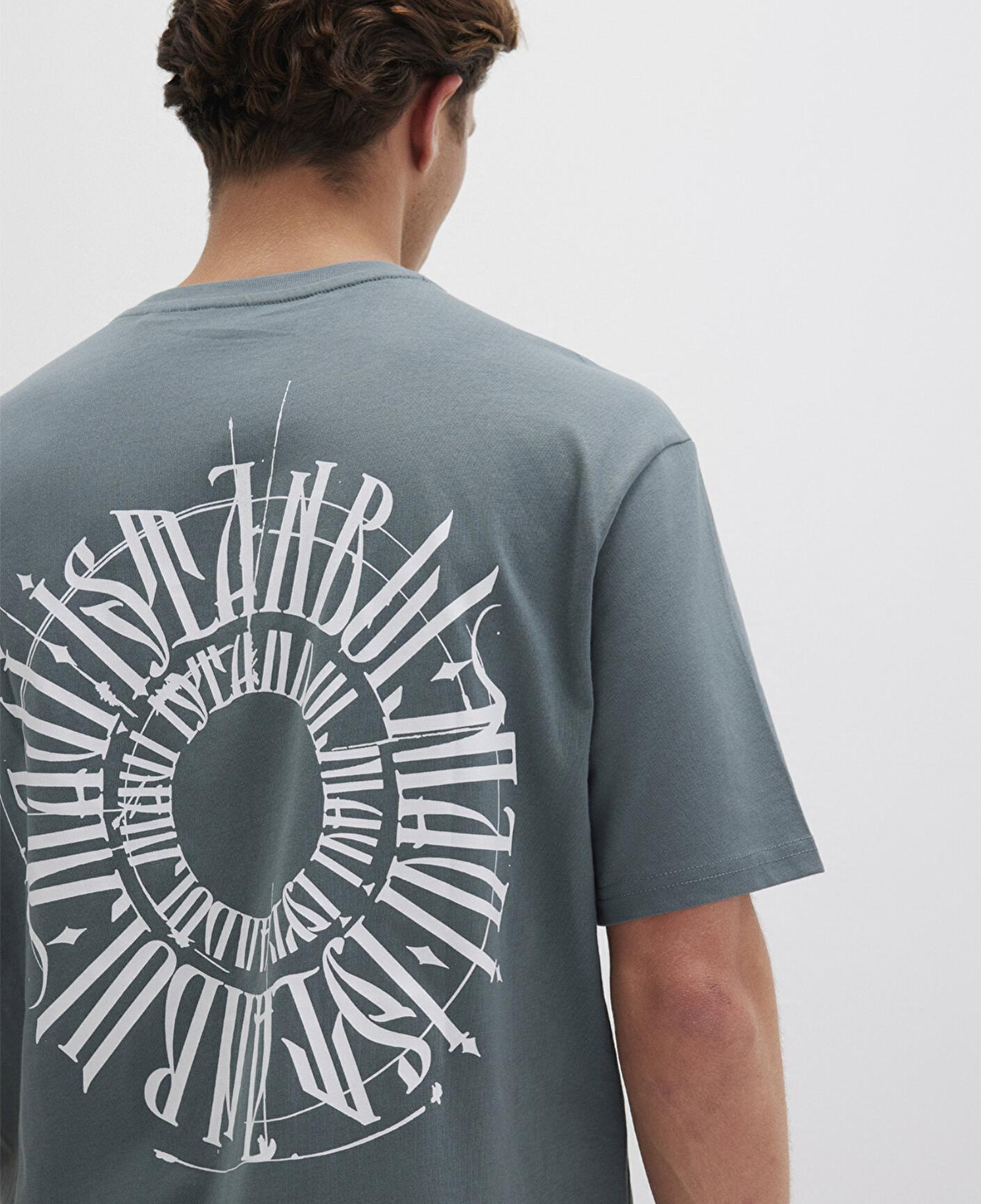 Mavi Sırt Baskılı İstanbul Tişört Loose Fit / Bol Rahat Kesim 0612449-71577