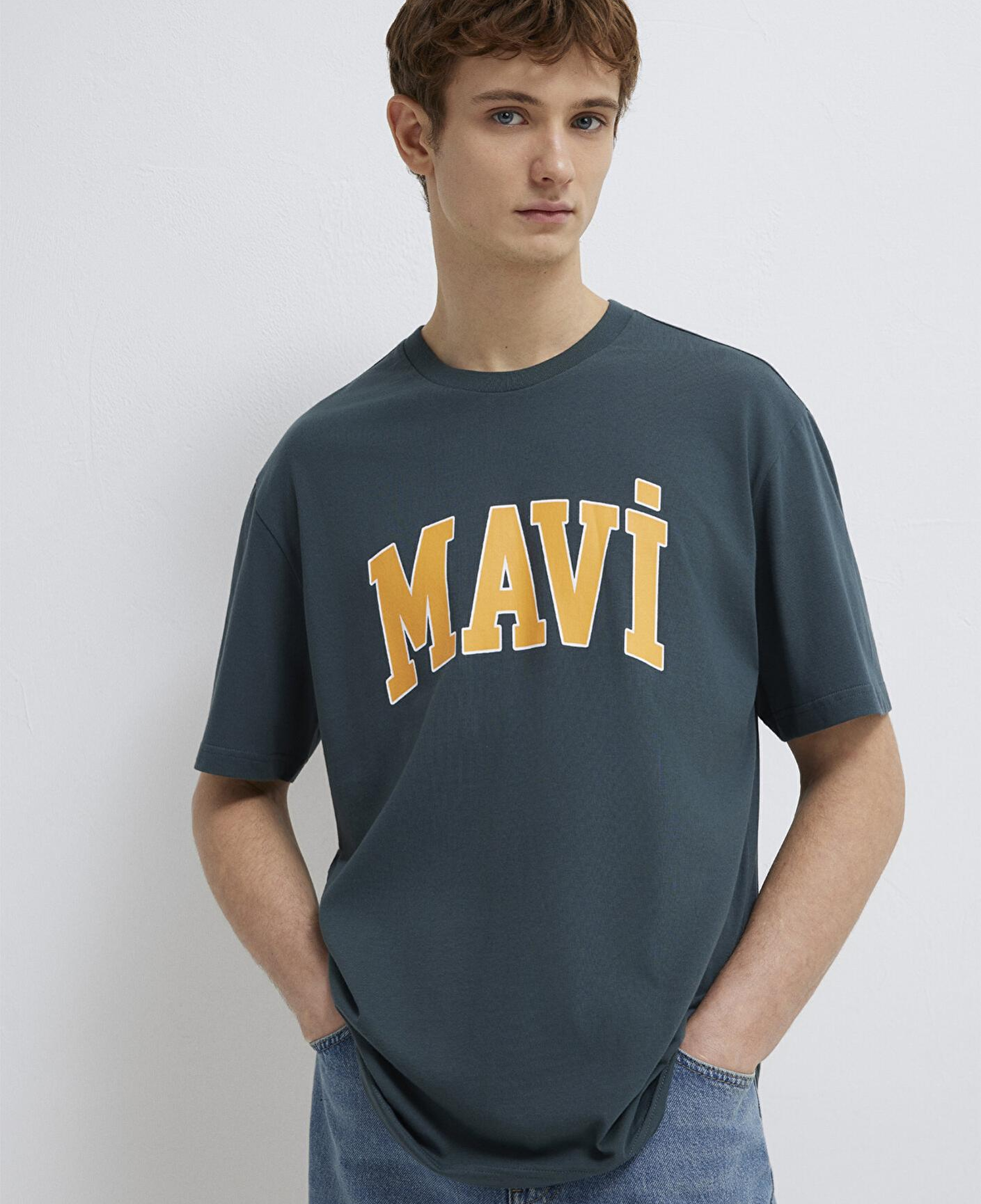 Mavi Mavi Logo Baskılı Yeşil Tişört Loose Fit / Bol Rahat Kesim 0611711-71598