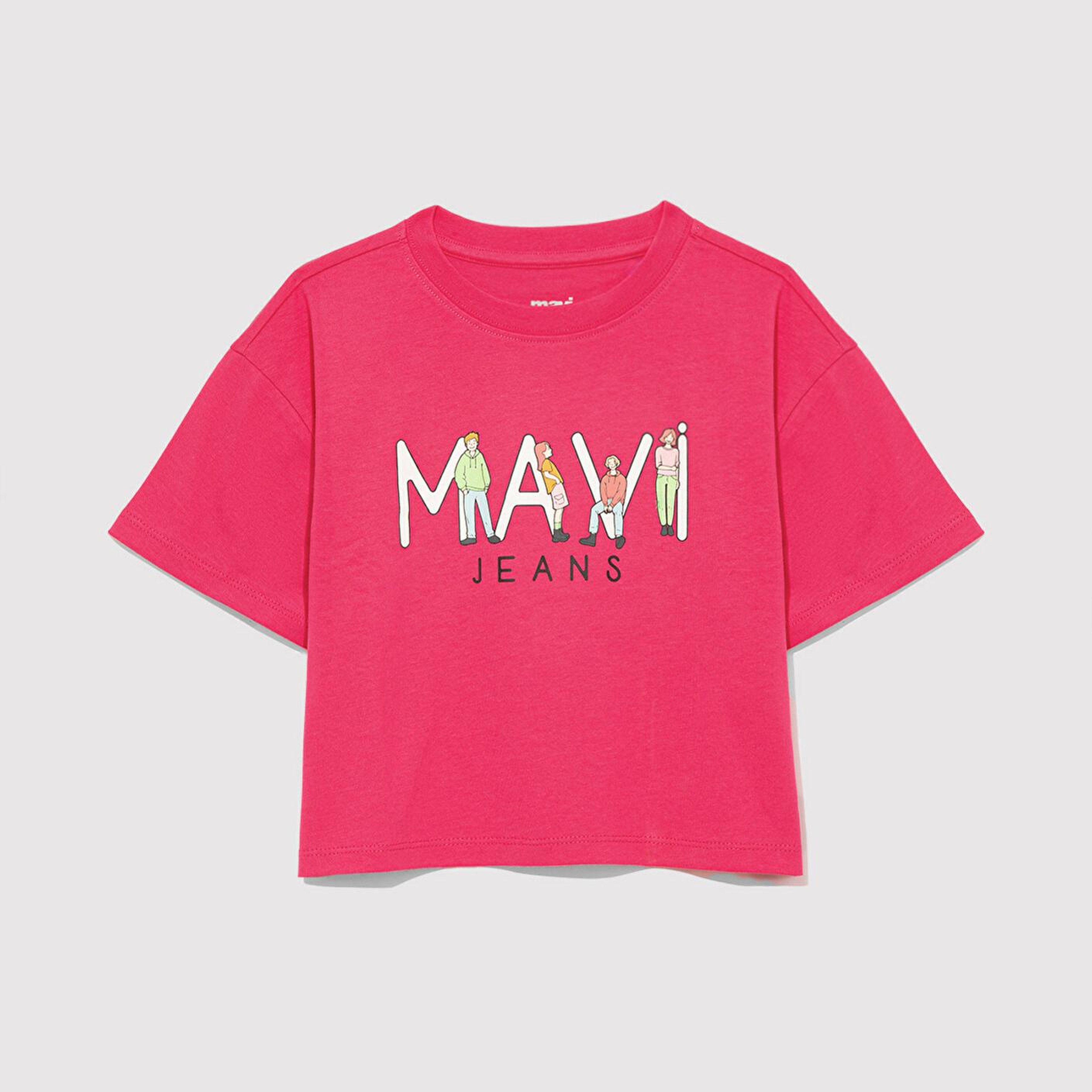 Mavi Mavi Jeans Baskılı Pembe Tişört Loose Fit / Bol Rahat Kesim 7610286-71111