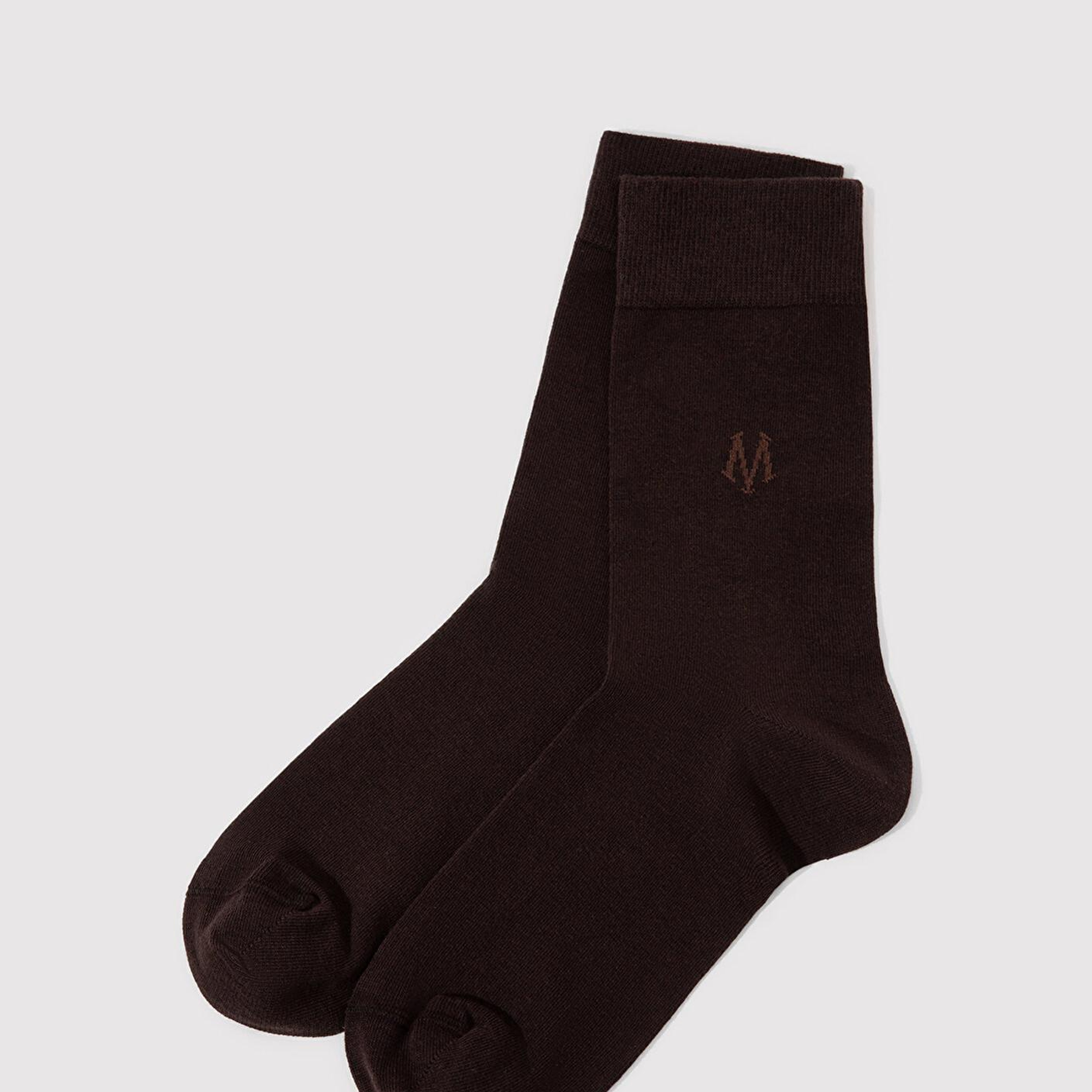 Mavi M Logo Baskılı Kahverengi Soket Çorap 090250-70246