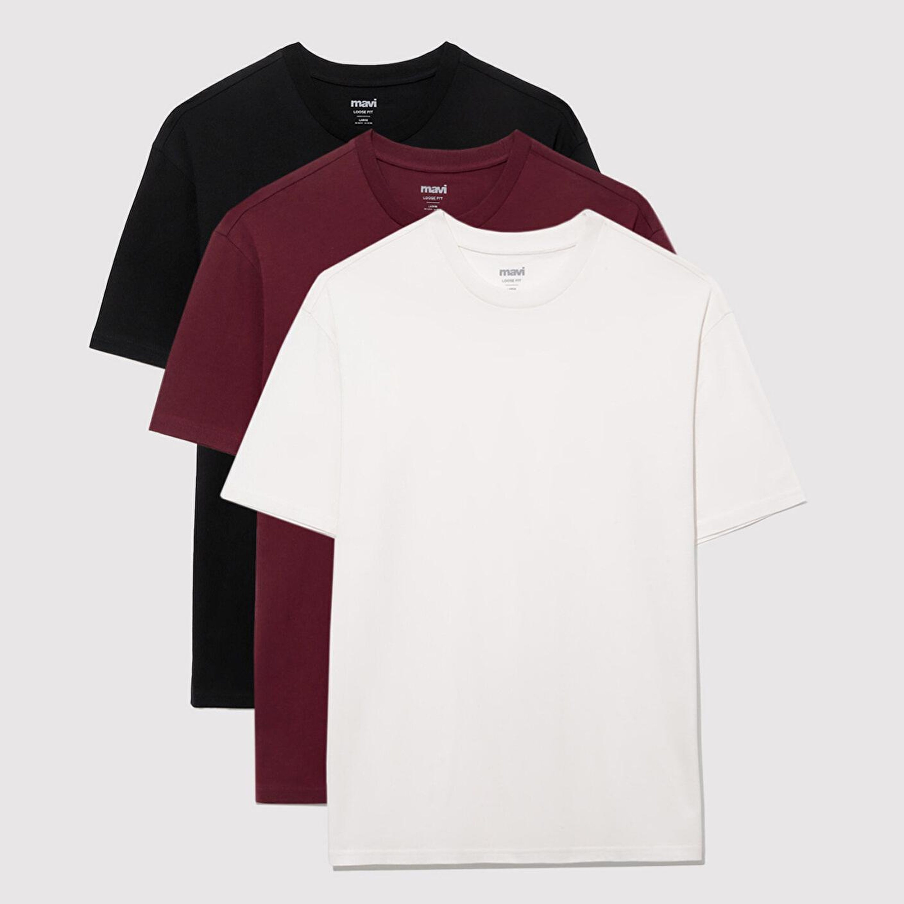 Mavi 3lü Erkek Basic Tişört Loose Fit / Bol Rahat Kesim 0612315-70057