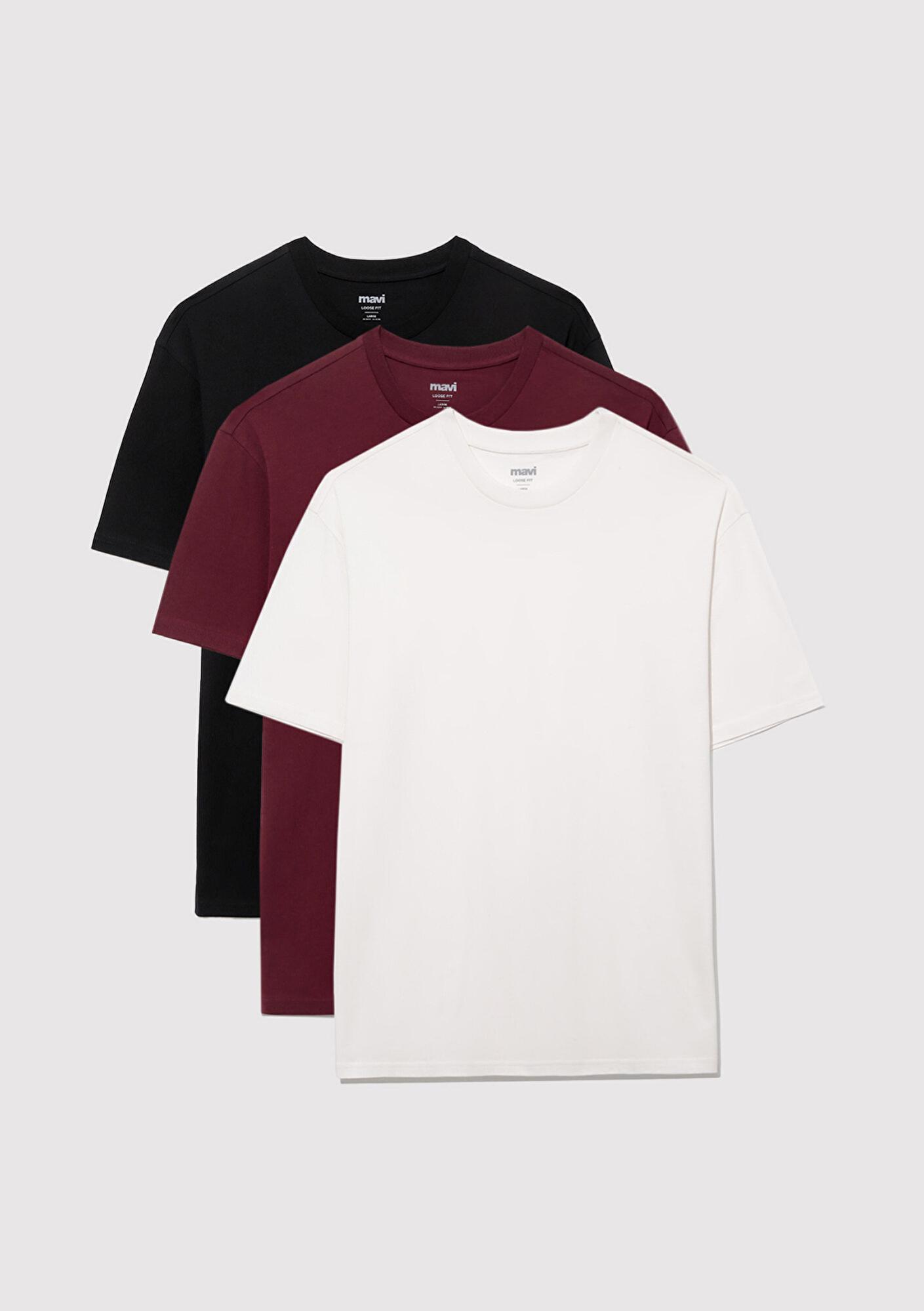 Mavi 3lü Erkek Basic Tişört Loose Fit / Bol Rahat Kesim 0612315-70057