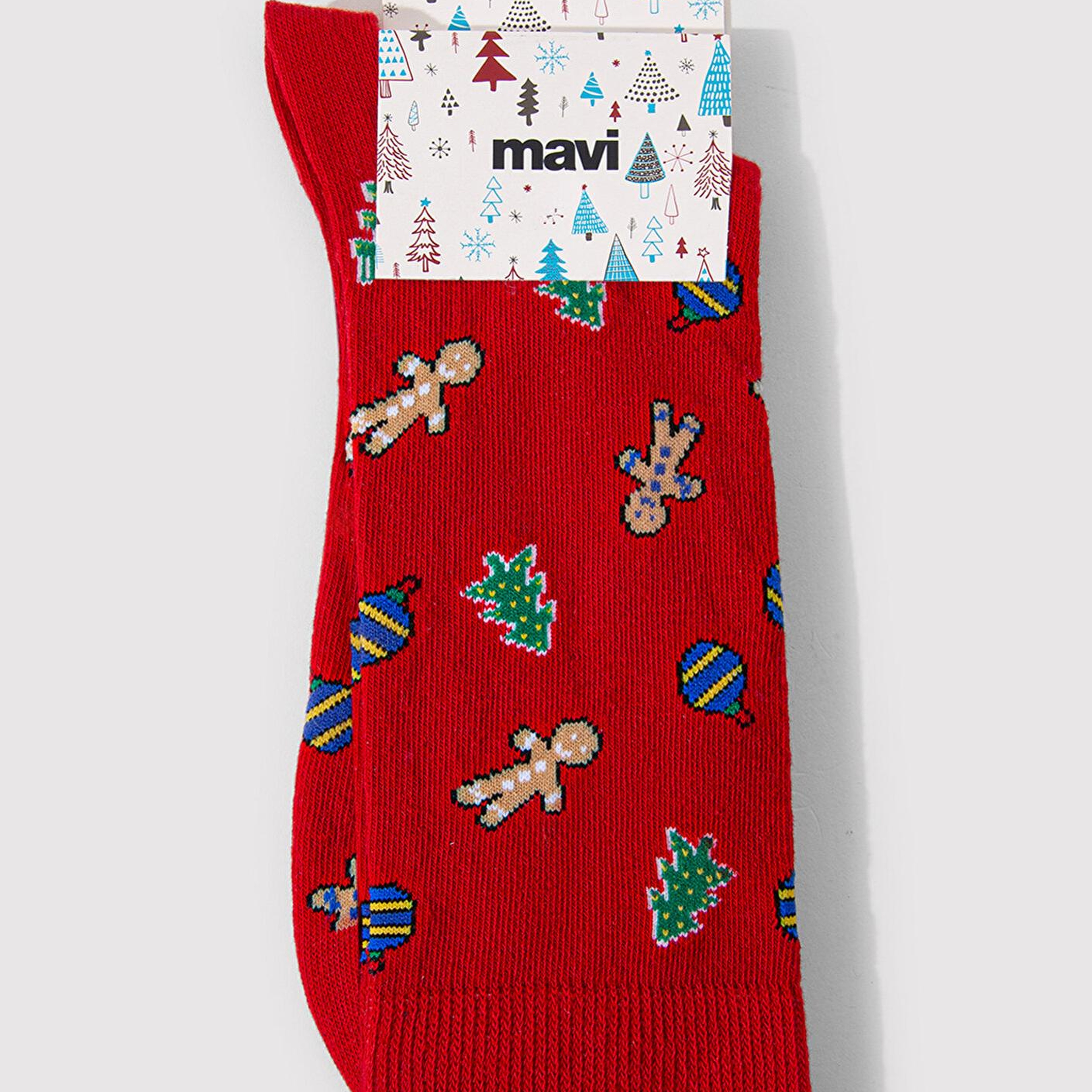 Mavi Yılbaşı Temalı Kırmızı Soket Çorap 0911662-32421