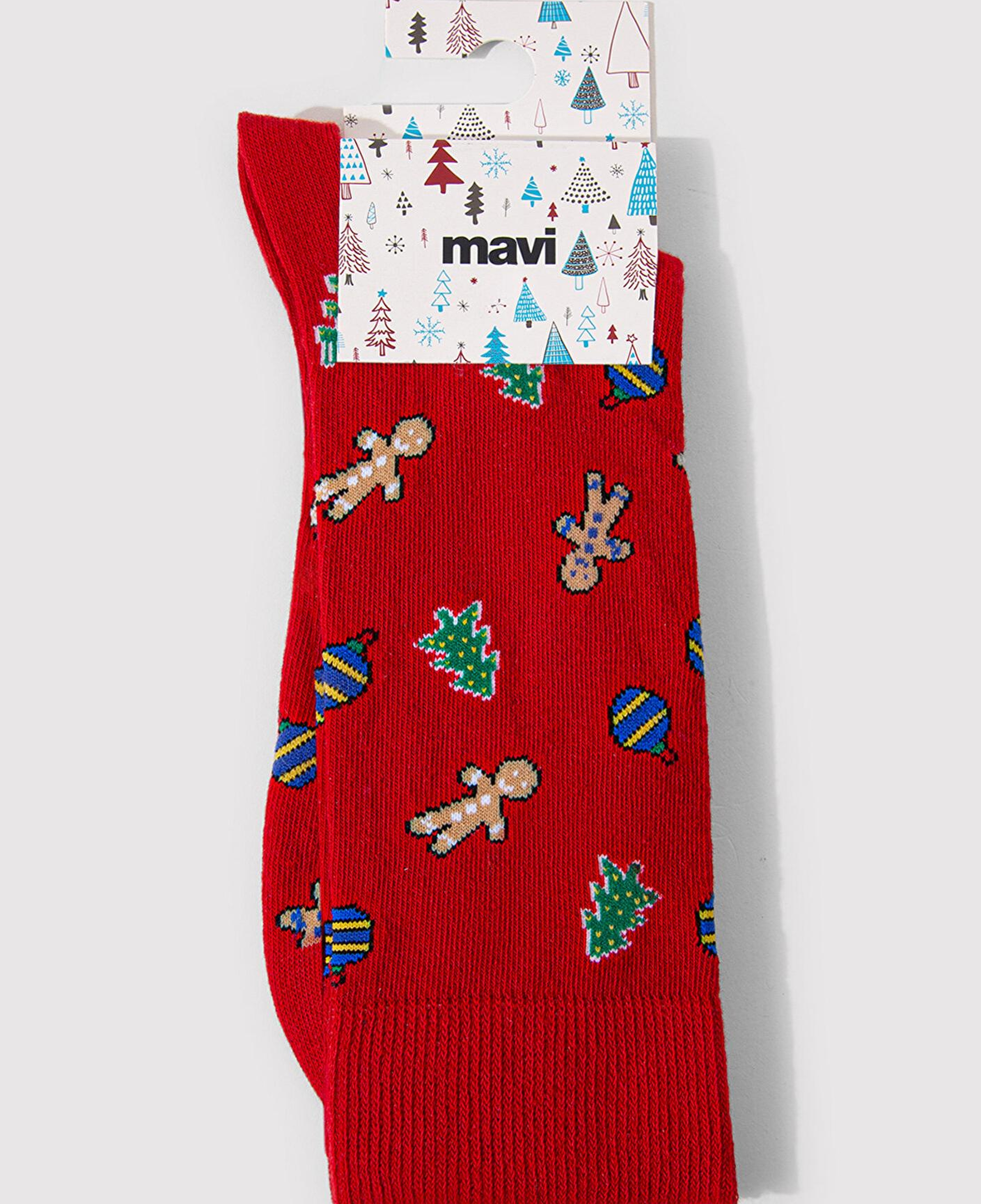 Mavi Yılbaşı Temalı Kırmızı Soket Çorap 0911662-32421