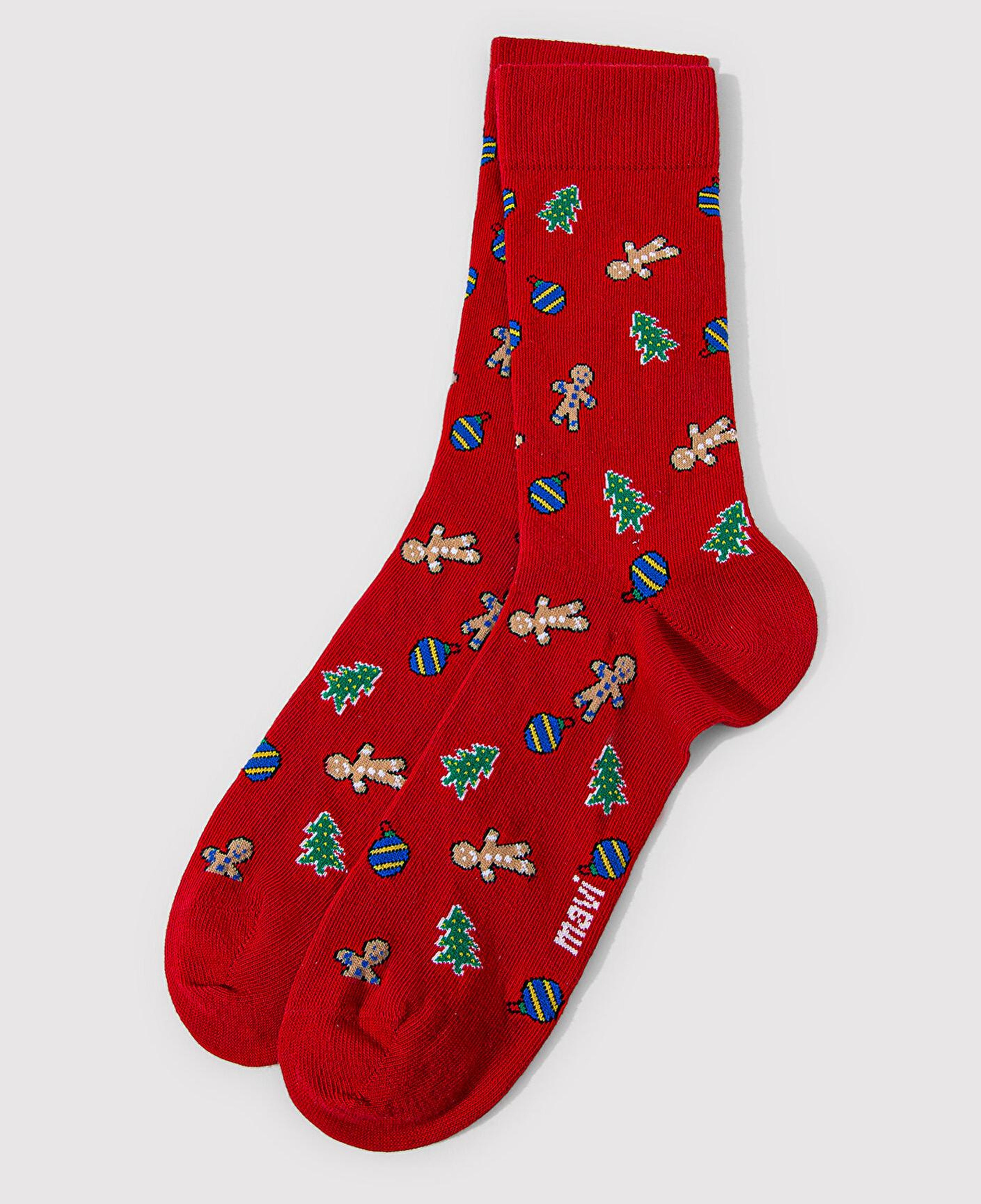 Mavi Yılbaşı Temalı Kırmızı Soket Çorap 0911662-32421