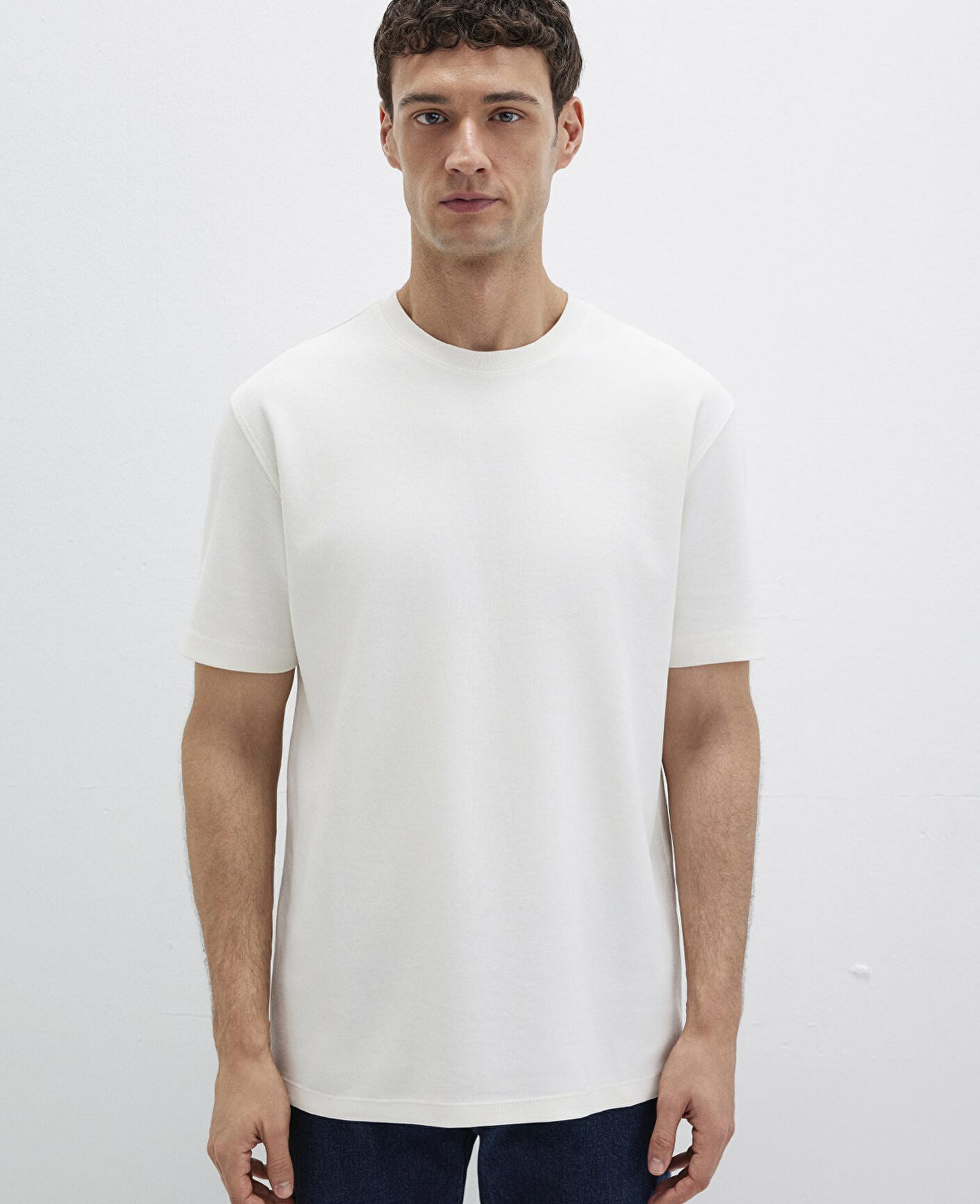 Mavi Mavi Black Ekru Basic Tişört Loose Fit / Bol Rahat Kesim 0612731-70057