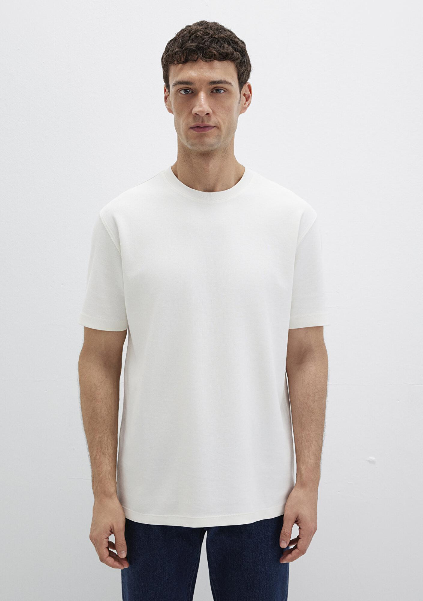 Mavi Mavi Black Ekru Basic Tişört Loose Fit / Bol Rahat Kesim 0612731-70057