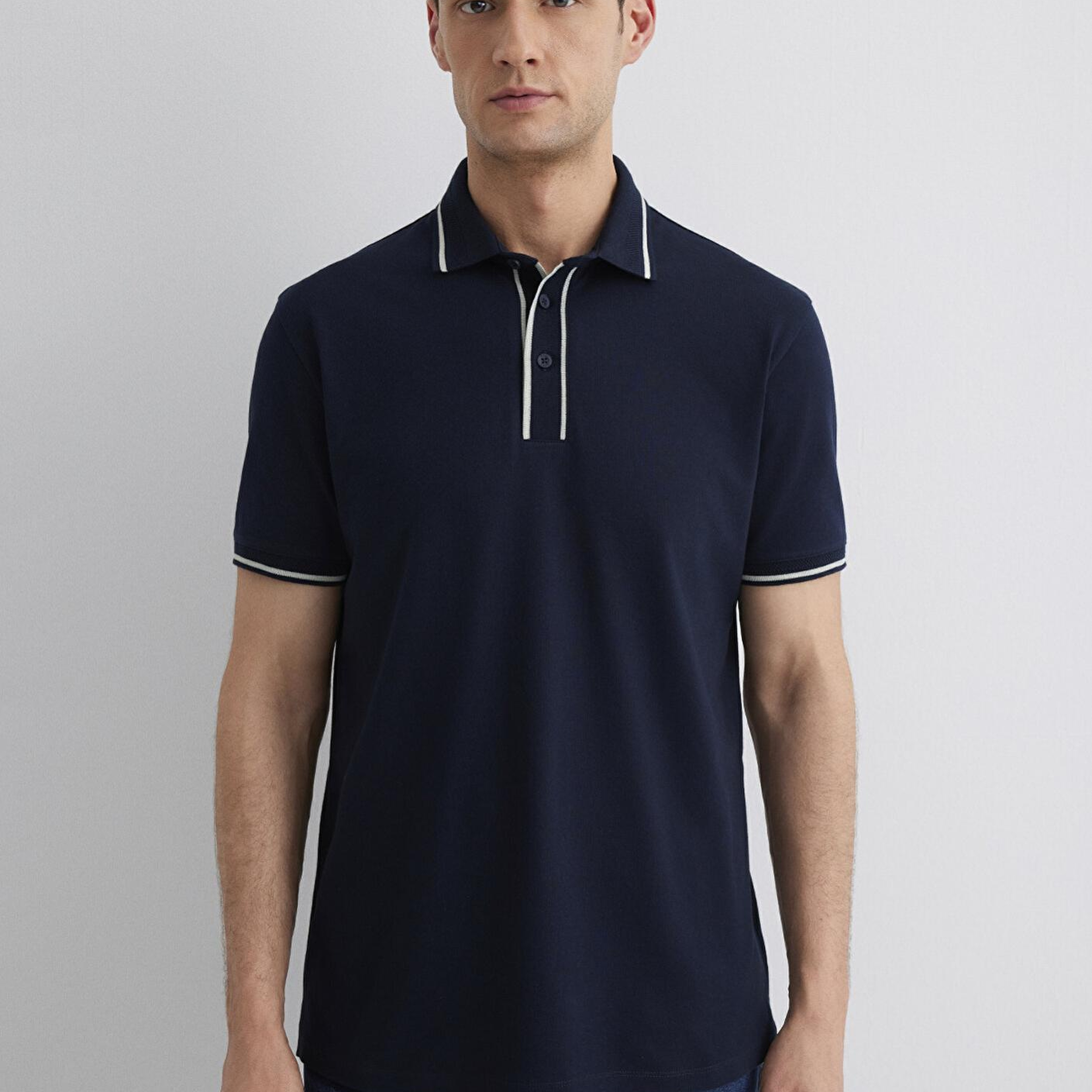 Mavi Yaka Detaylı Lacivert Polo Tişört Regular Fit / Normal Kesim 0612648-80872