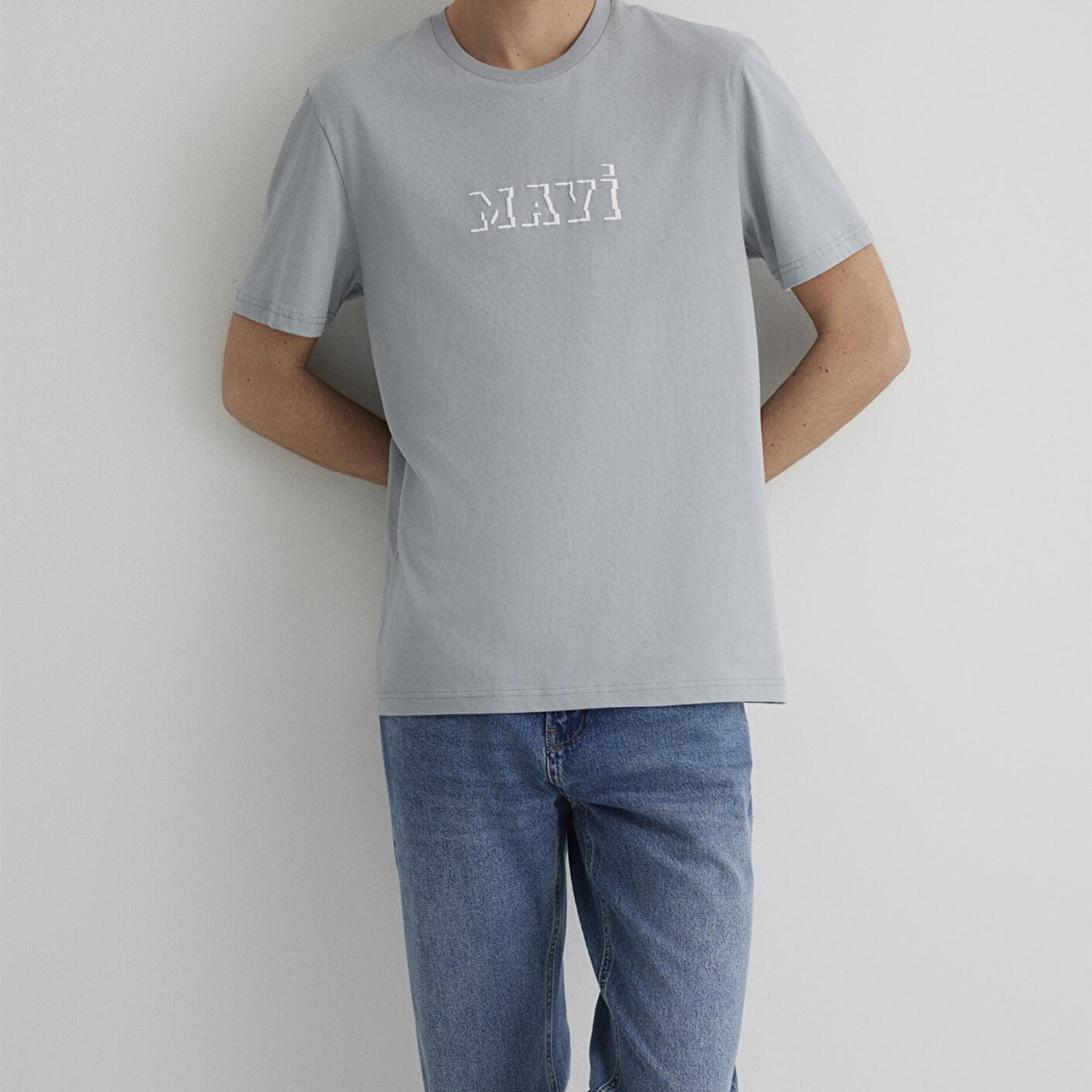 Mavi Mavi Baskılı Gri Tişört Loose Fit / Bol Rahat Kesim 0612686-70093
