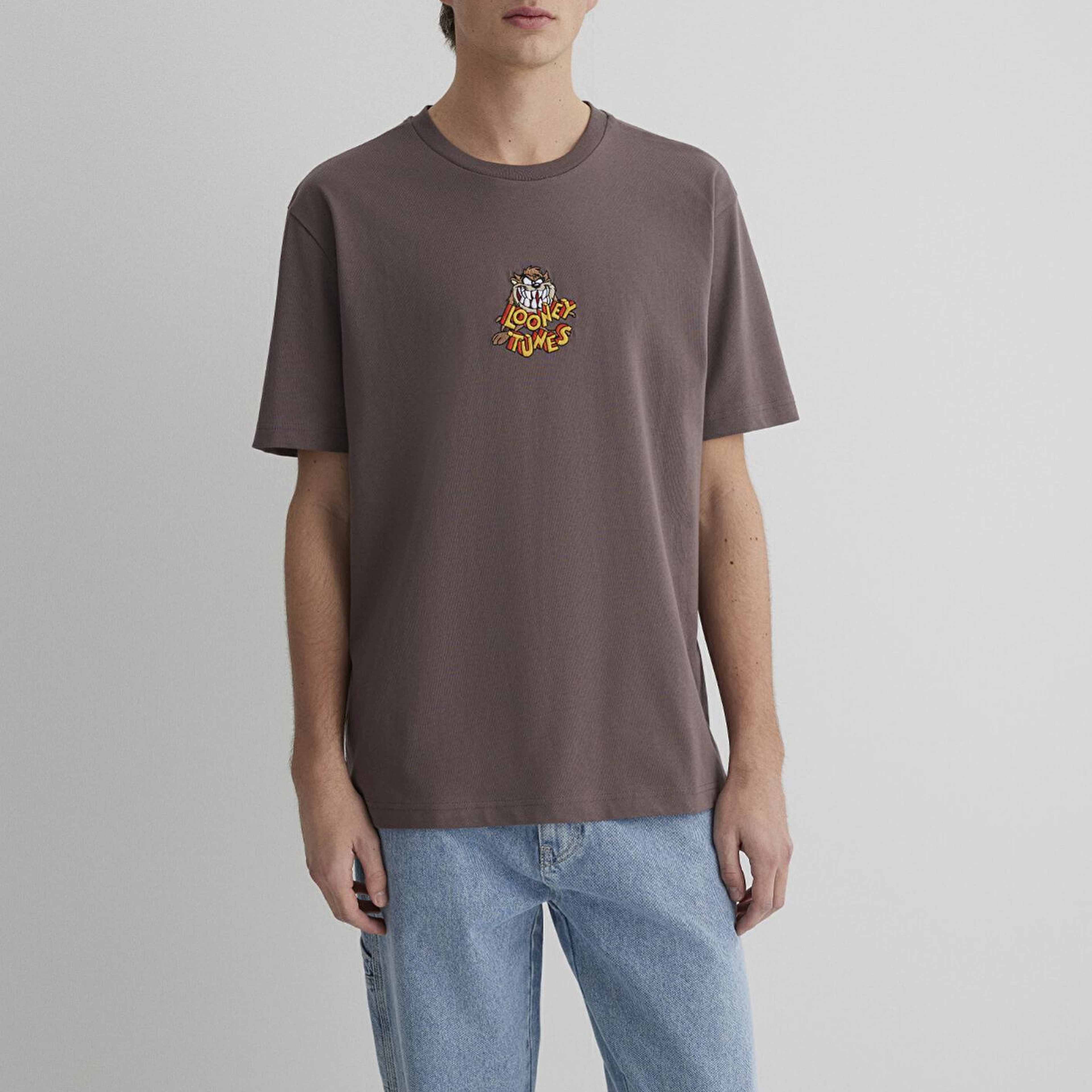 Mavi Tazmanya Canavarı Baskılı Mor Tişört Loose Fit / Bol Rahat Kesim 0612657-70423