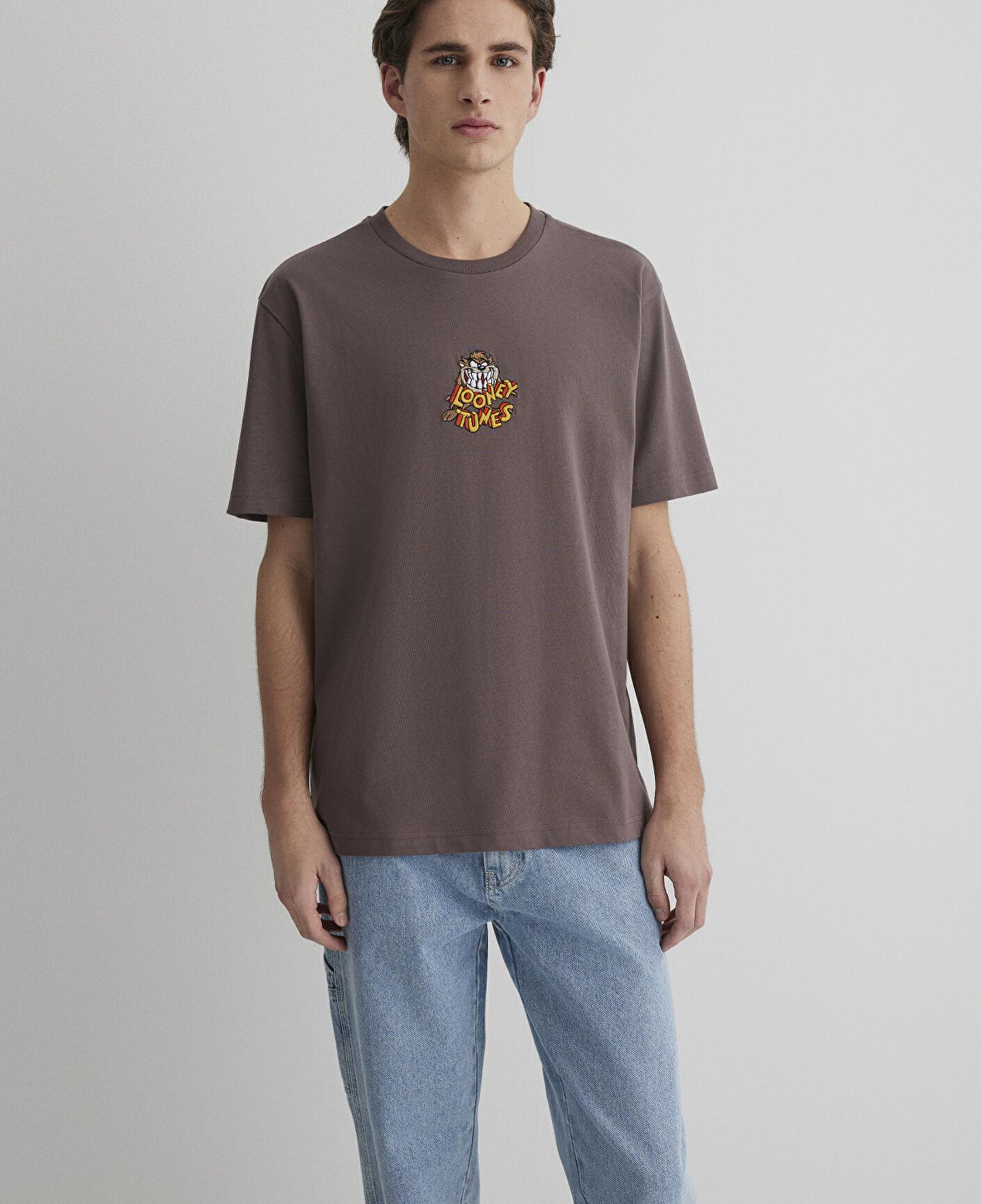 Mavi Tazmanya Canavarı Baskılı Mor Tişört Loose Fit / Bol Rahat Kesim 0612657-70423