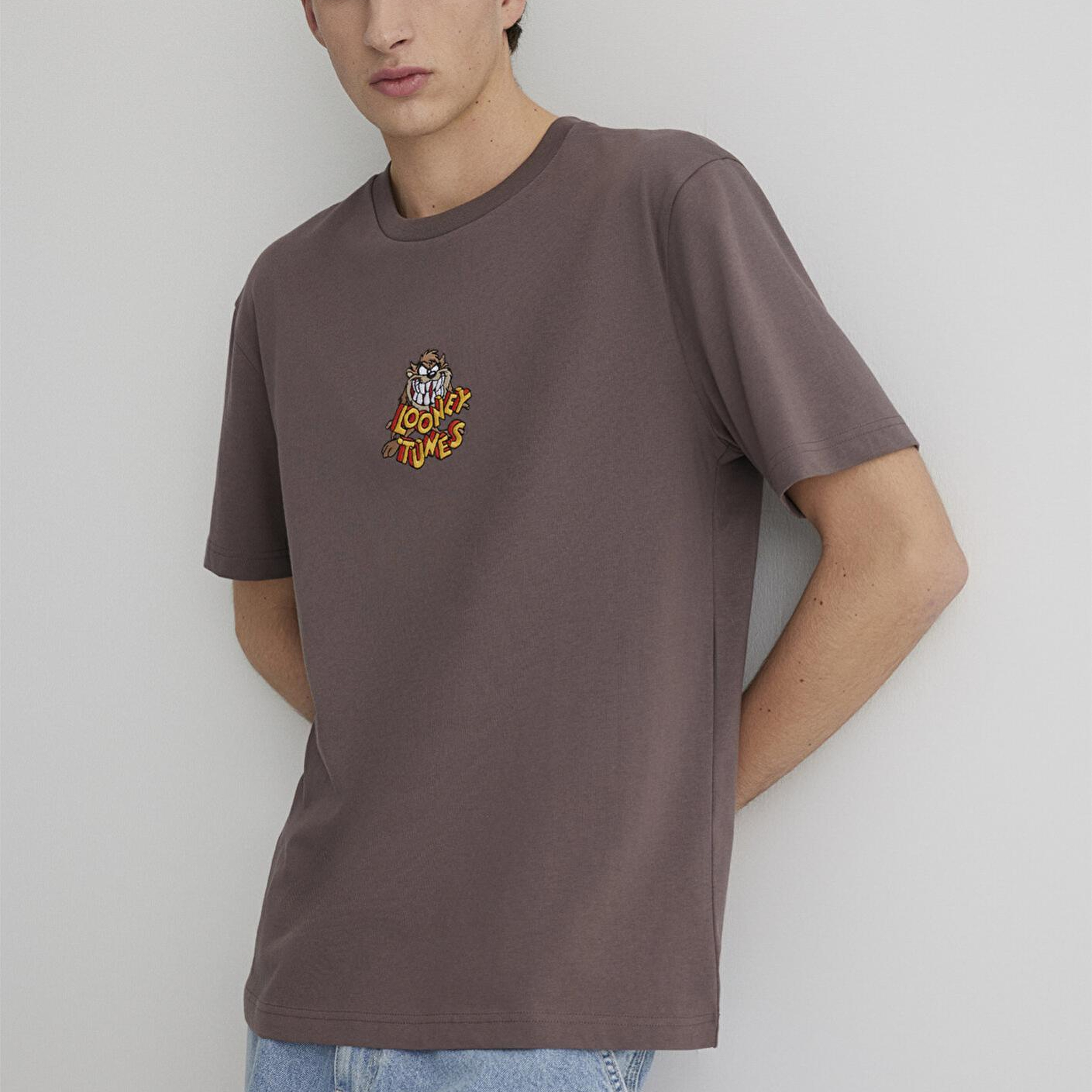 Mavi Tazmanya Canavarı Baskılı Mor Tişört Loose Fit / Bol Rahat Kesim 0612657-70423