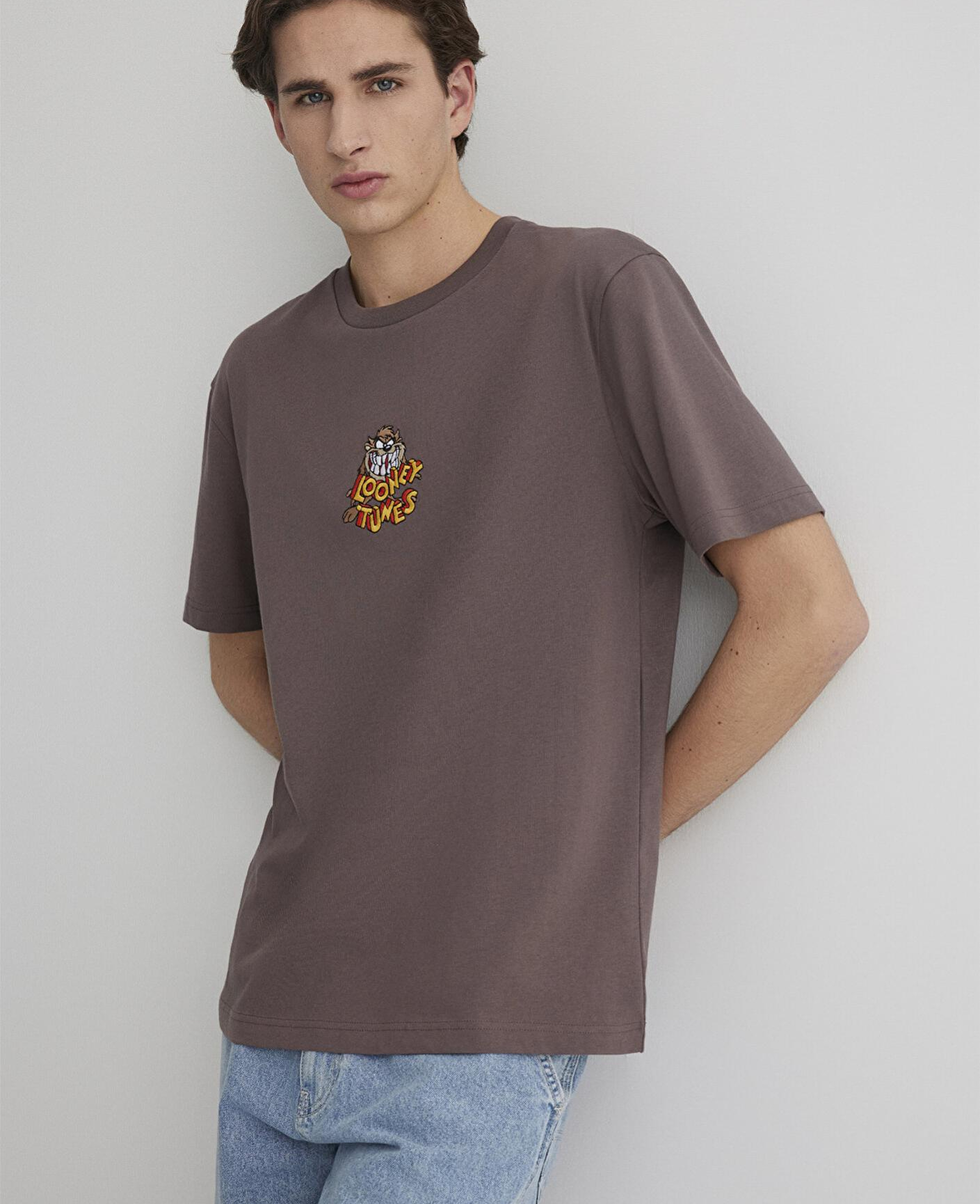 Mavi Tazmanya Canavarı Baskılı Mor Tişört Loose Fit / Bol Rahat Kesim 0612657-70423