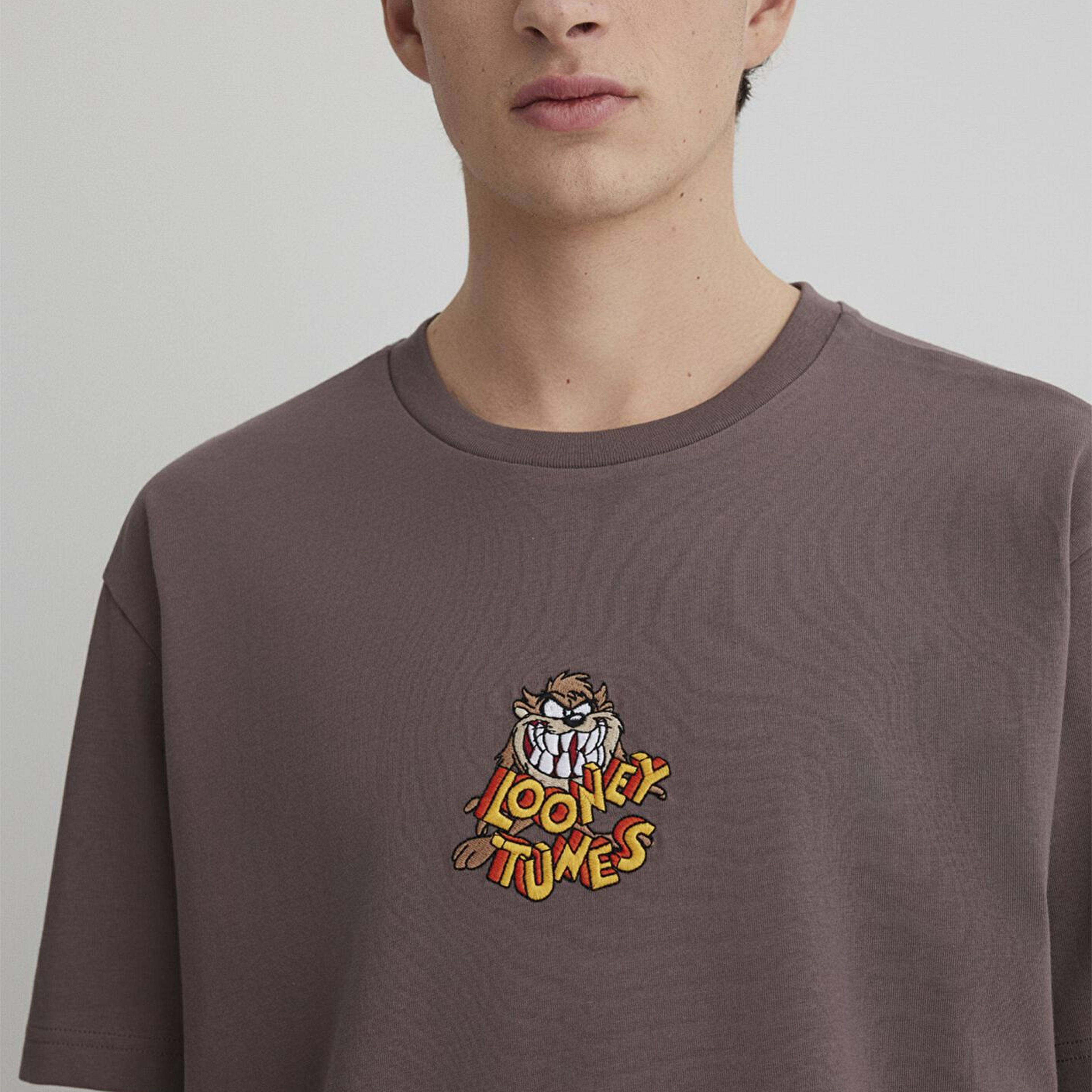 Mavi Tazmanya Canavarı Baskılı Mor Tişört Loose Fit / Bol Rahat Kesim 0612657-70423