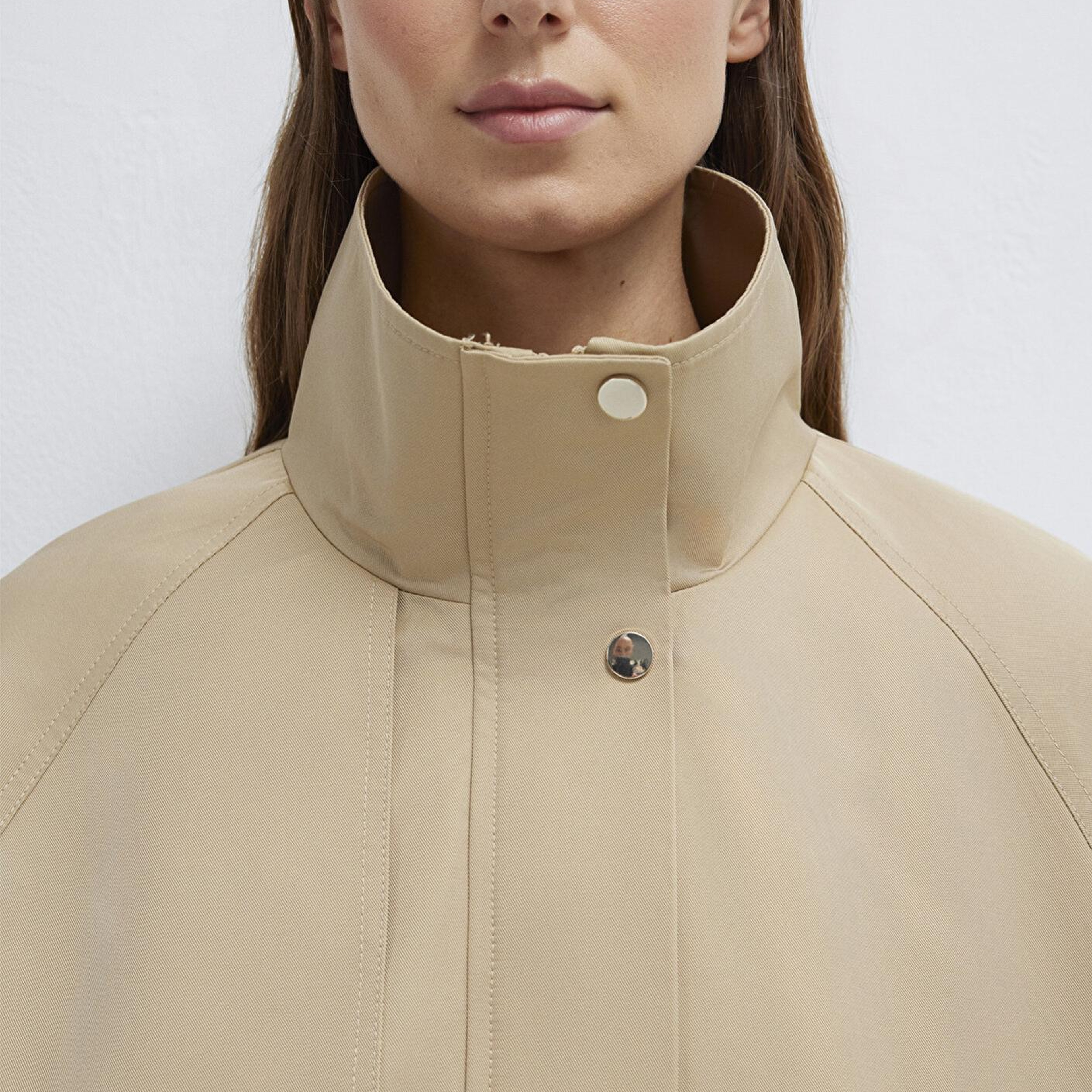 Mavi Dik Yaka Bej Ceket Oversize / Geniş Kesim 1110647-35565