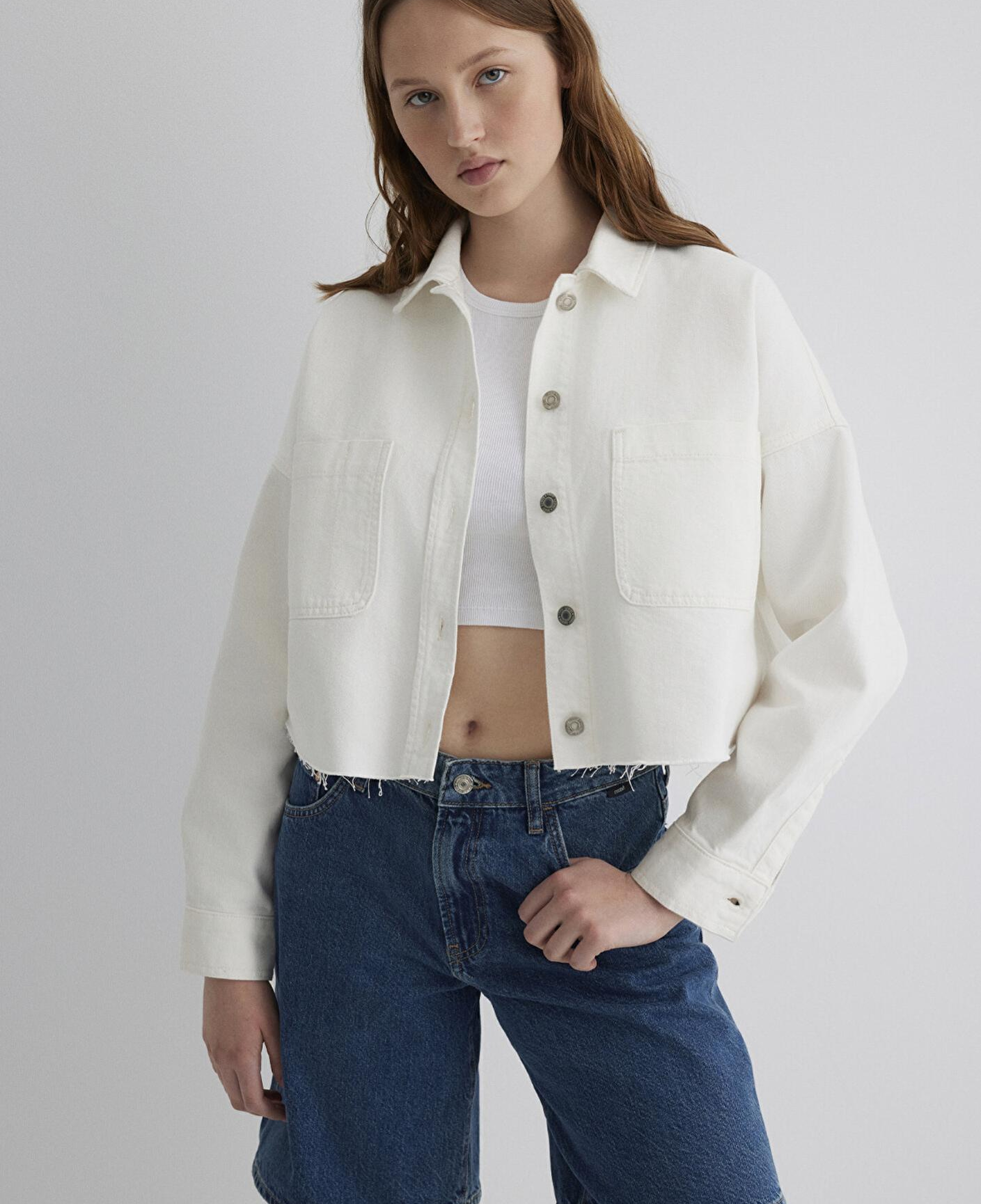 Mavi Vivi 90lar Beyaz Jean Gömlek Crop / Kısa Kesim 1210244-86440