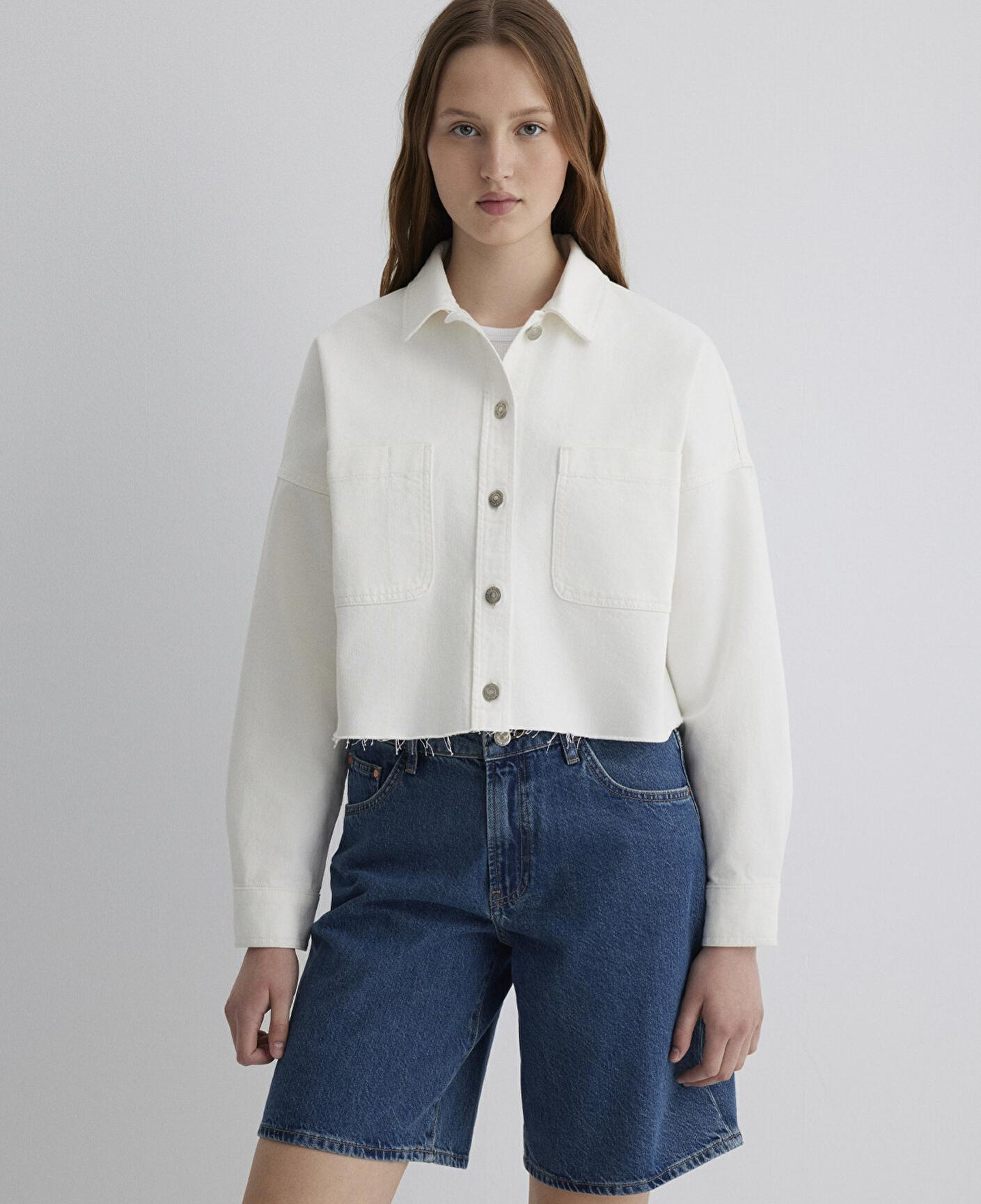 Mavi Vivi 90lar Beyaz Jean Gömlek Crop / Kısa Kesim 1210244-86440