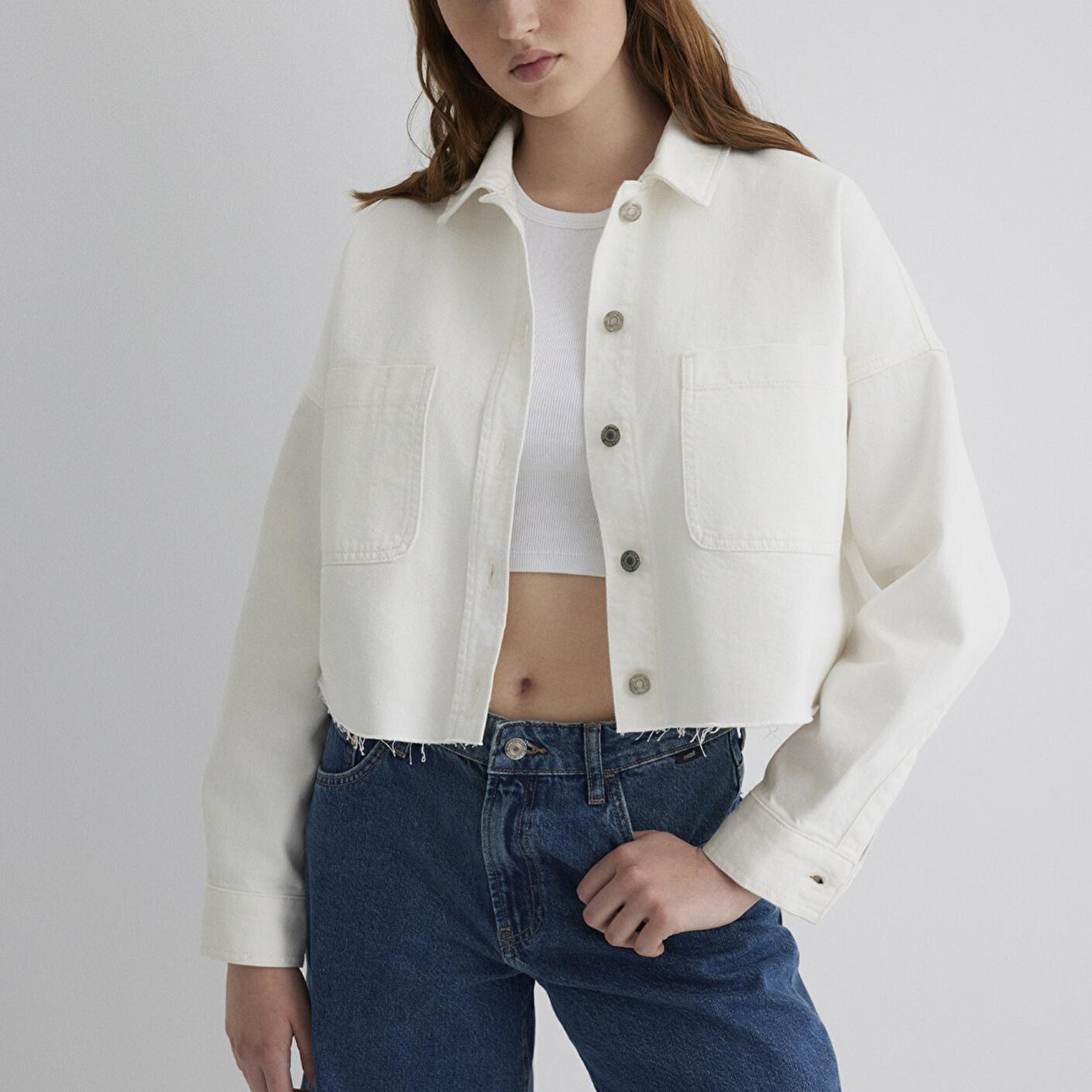 Mavi Vivi 90lar Beyaz Jean Gömlek Crop / Kısa Kesim 1210244-86440