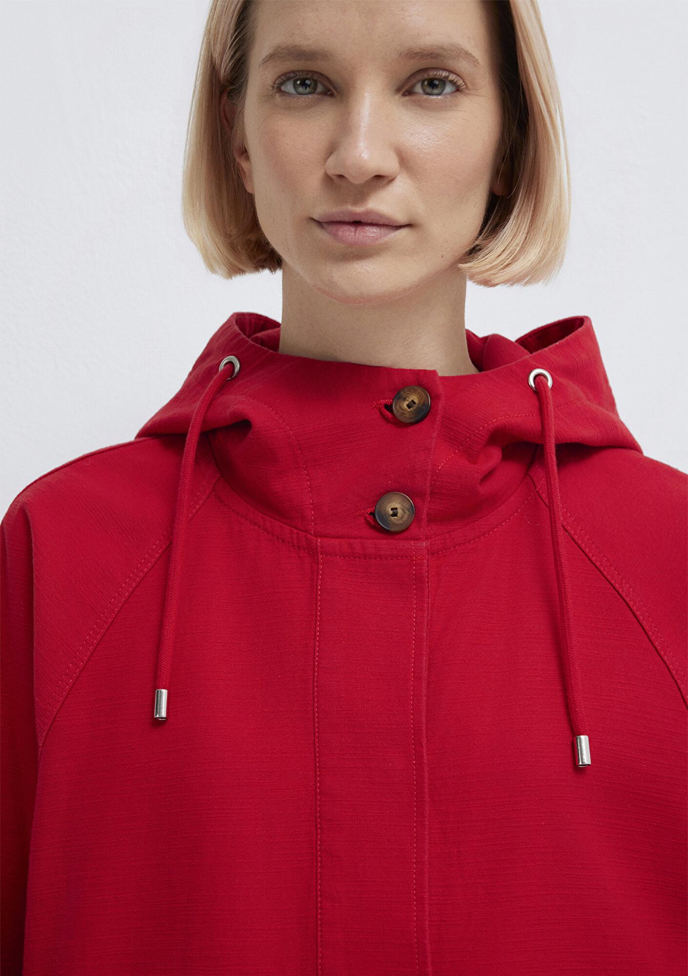 Mavi Kapüşonlu Kırmızı Kısa Ceket Oversize / Geniş Kesim 1110625-70463