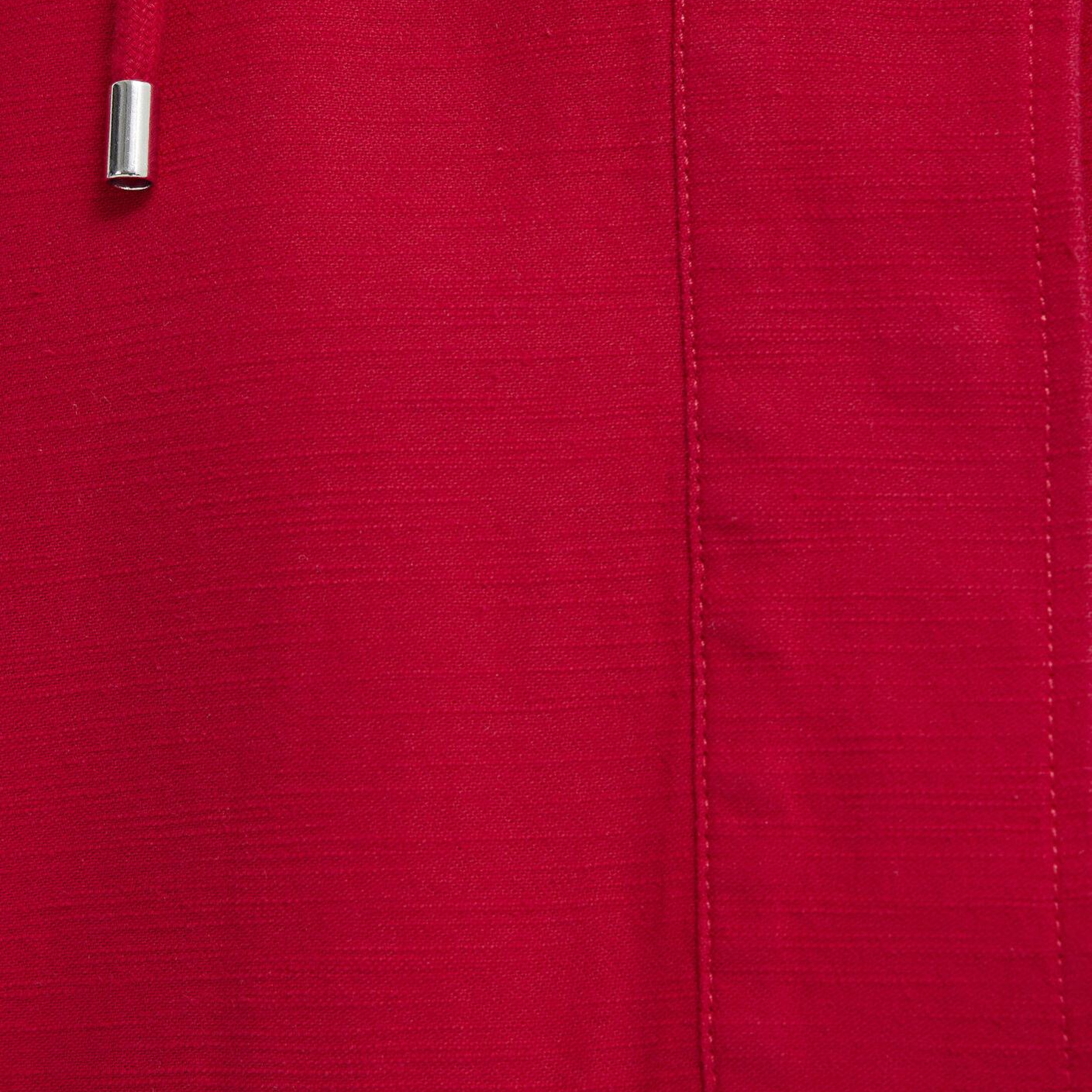 Mavi Kapüşonlu Kırmızı Kısa Ceket Oversize / Geniş Kesim 1110625-70463