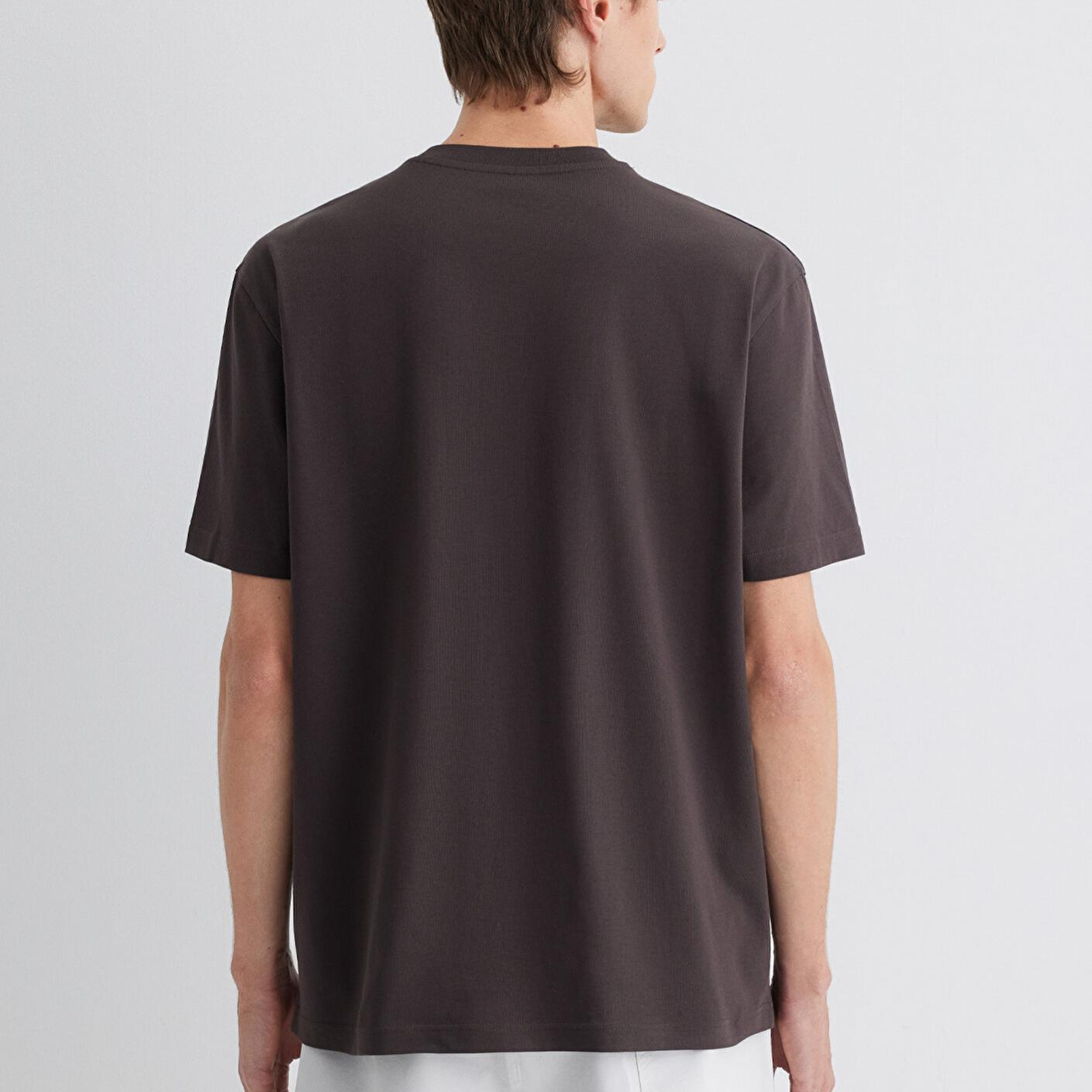 Mavi Mavi Jeans Nakışlı Kahverengi Basic Tişört Loose Fit / Bol Rahat Kesim 0612733-70219