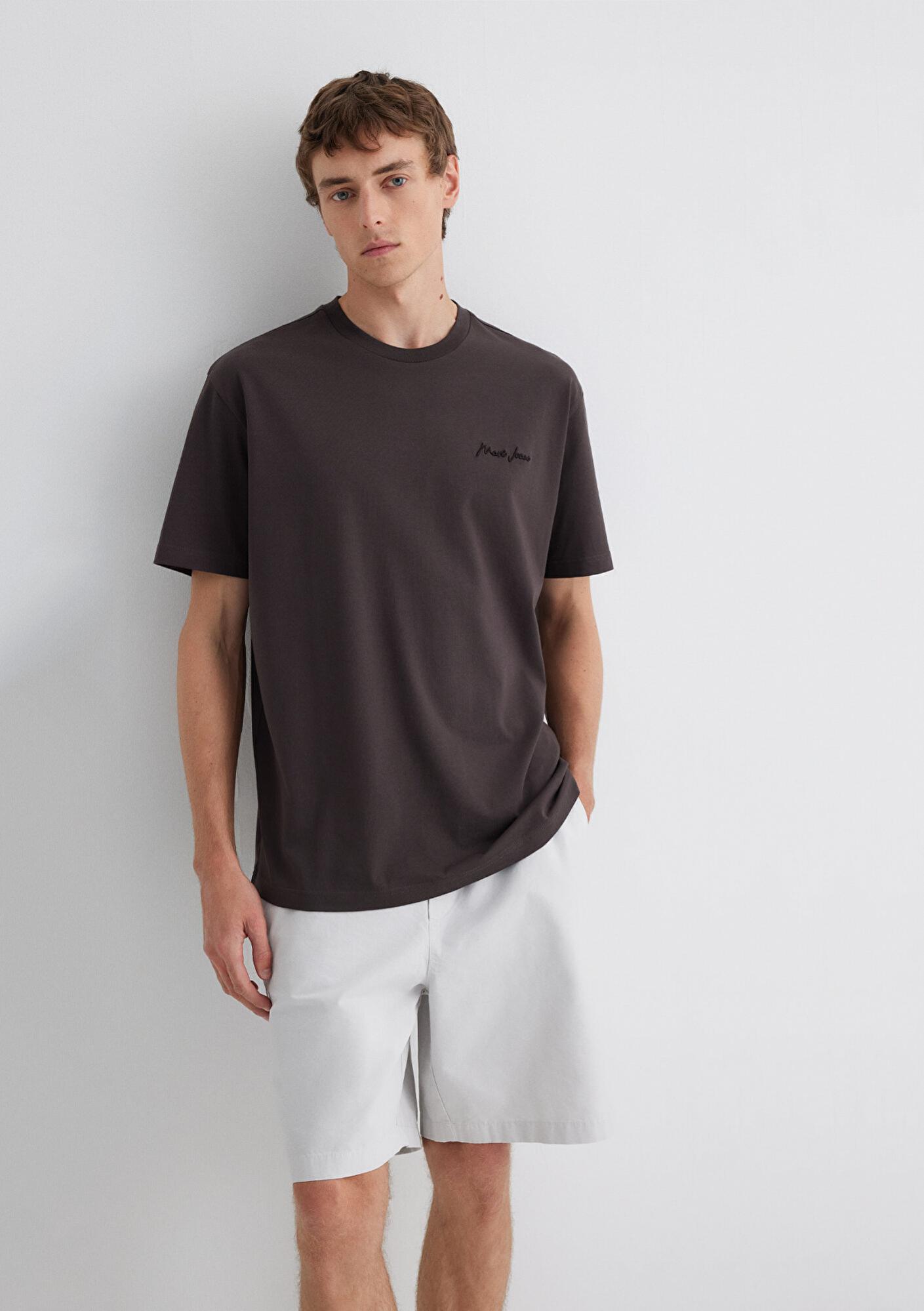 Mavi Mavi Jeans Nakışlı Kahverengi Basic Tişört Loose Fit / Bol Rahat Kesim 0612733-70219