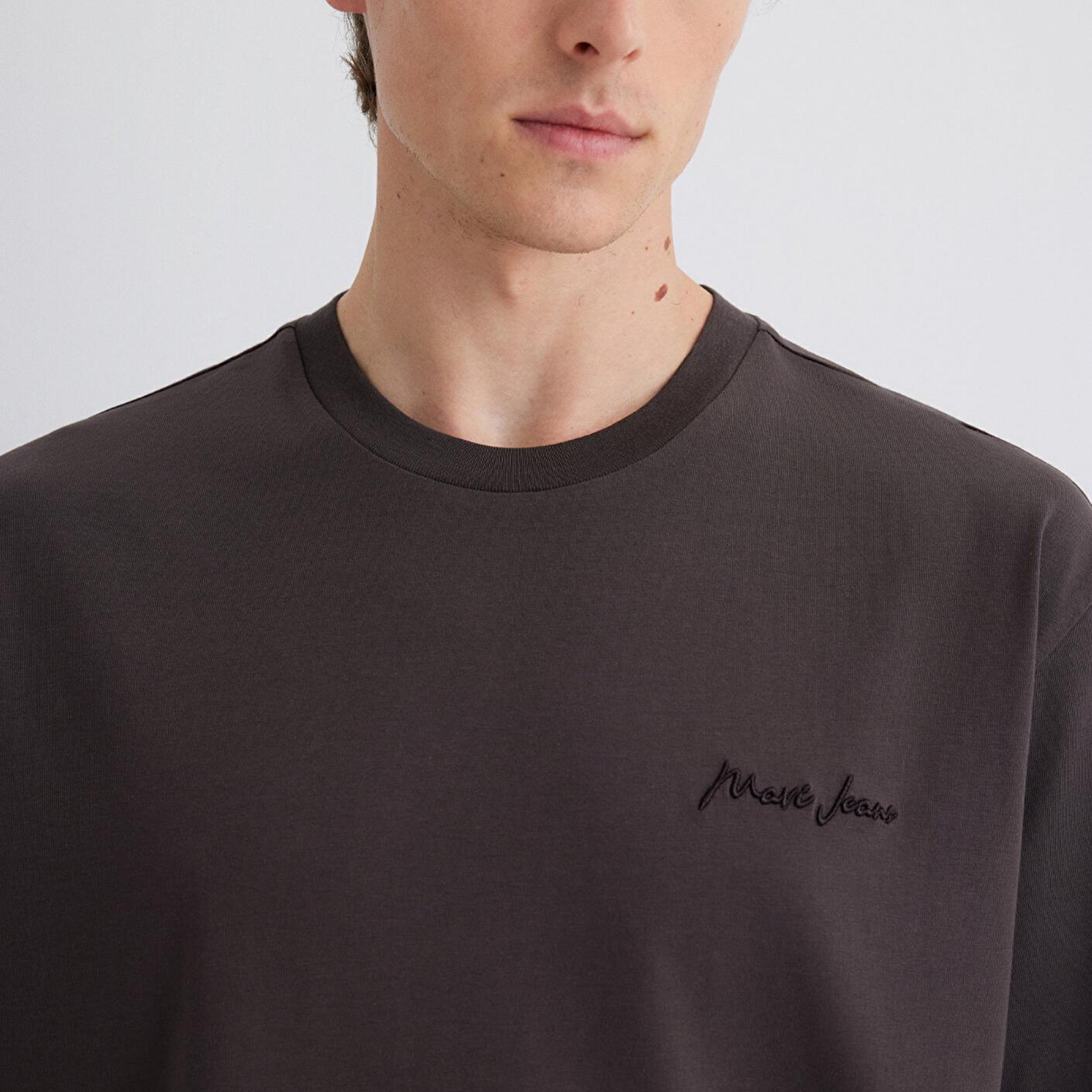 Mavi Mavi Jeans Nakışlı Kahverengi Basic Tişört Loose Fit / Bol Rahat Kesim 0612733-70219