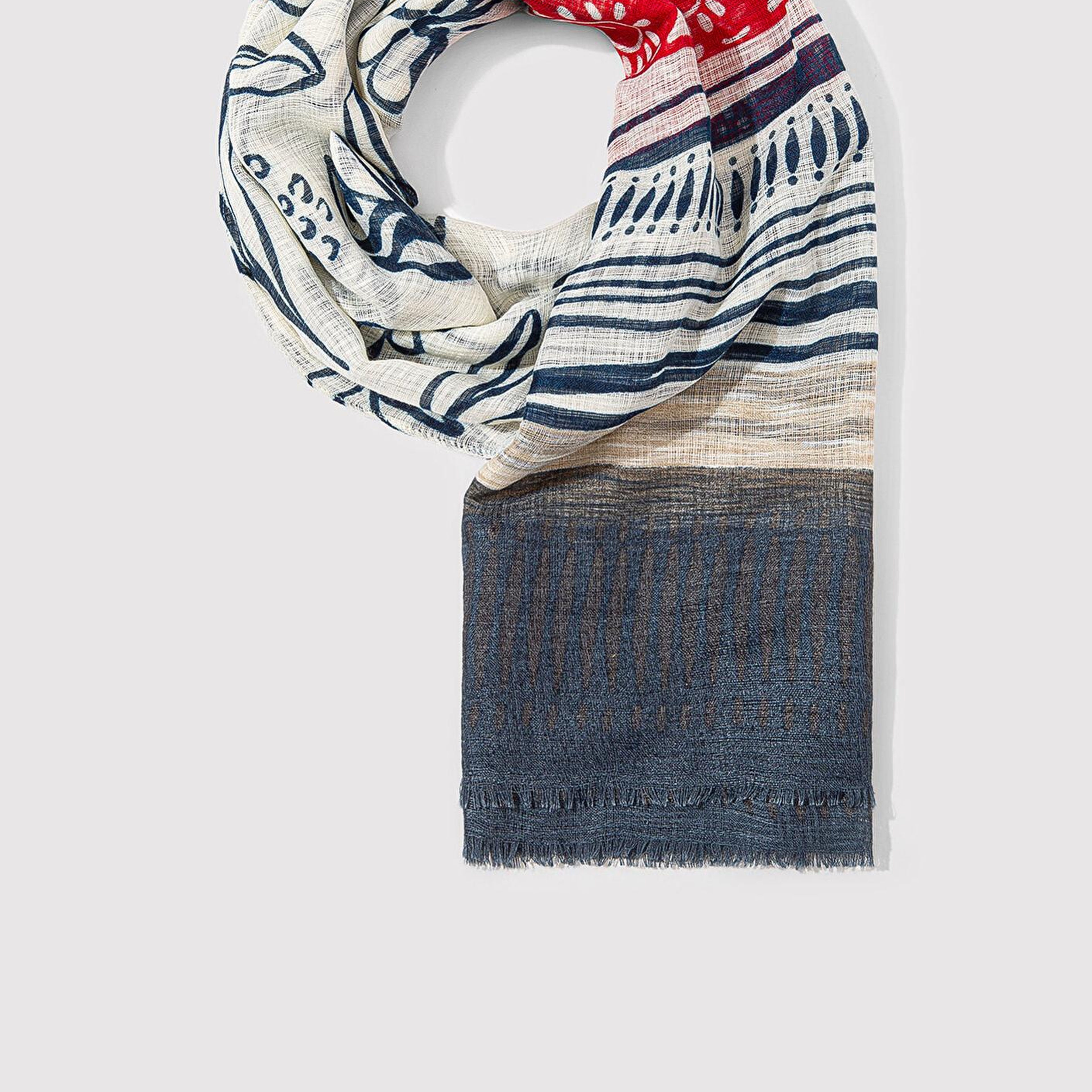 Mavi Baskılı Şal 1912948-33004