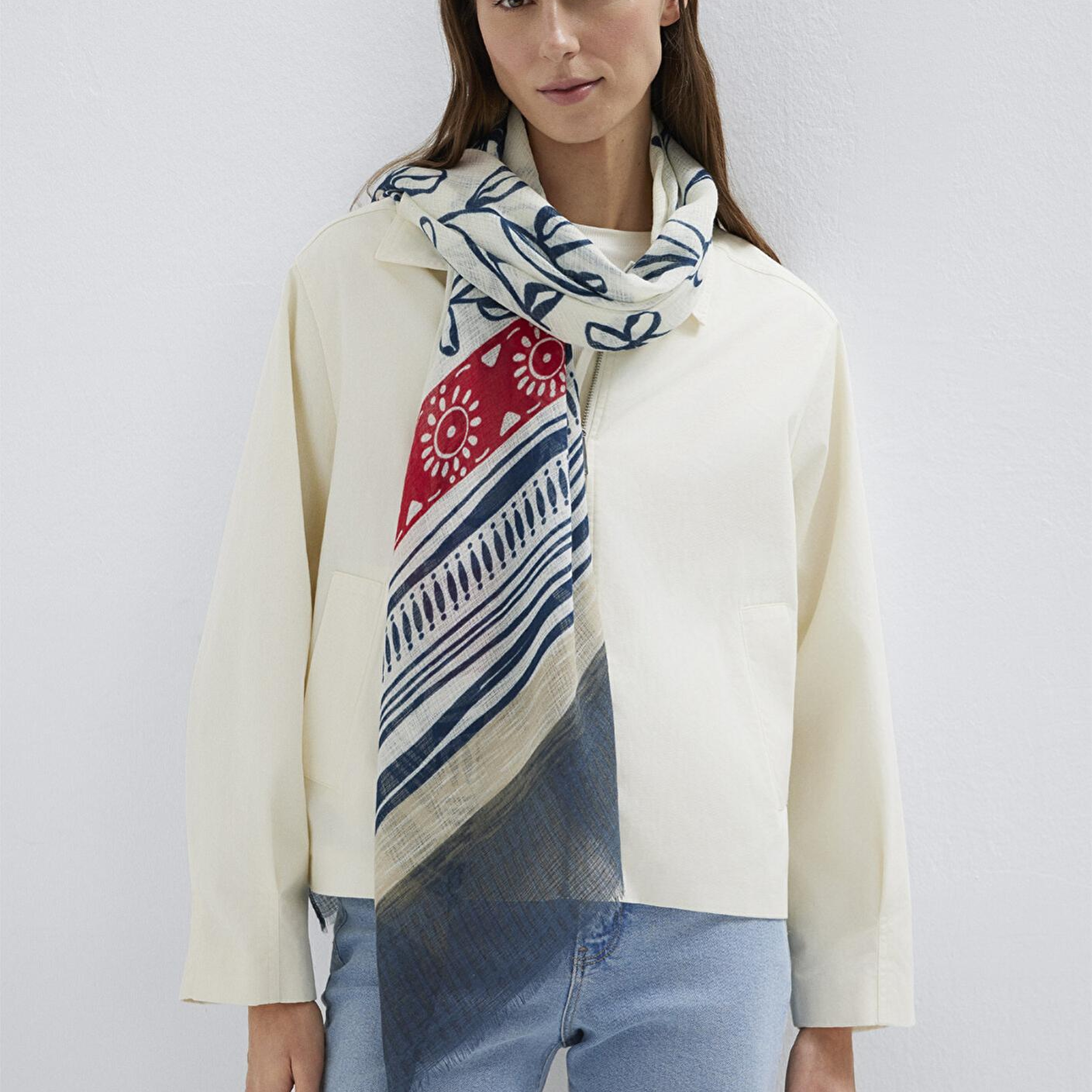 Mavi Baskılı Şal 1912948-33004