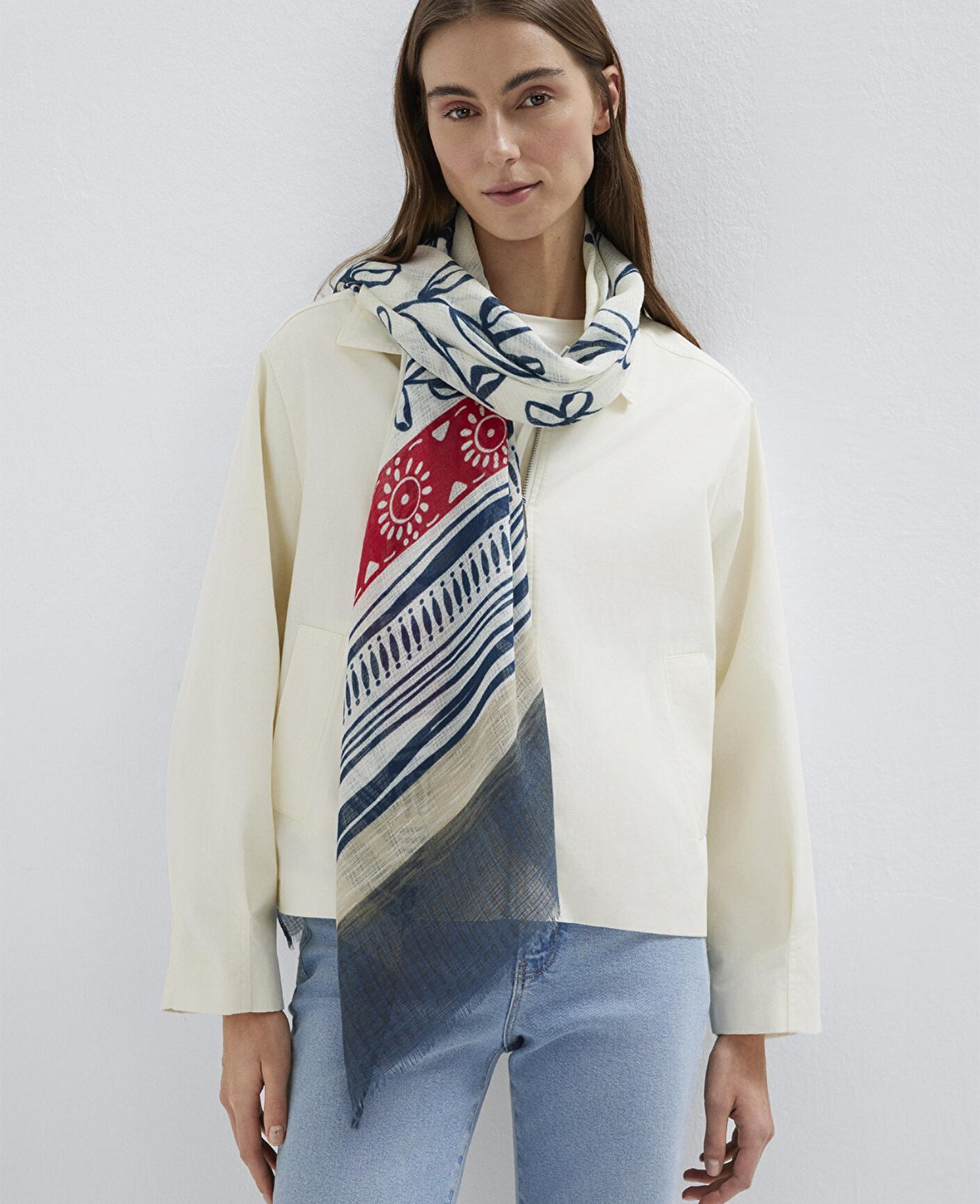 Mavi Baskılı Şal 1912948-33004