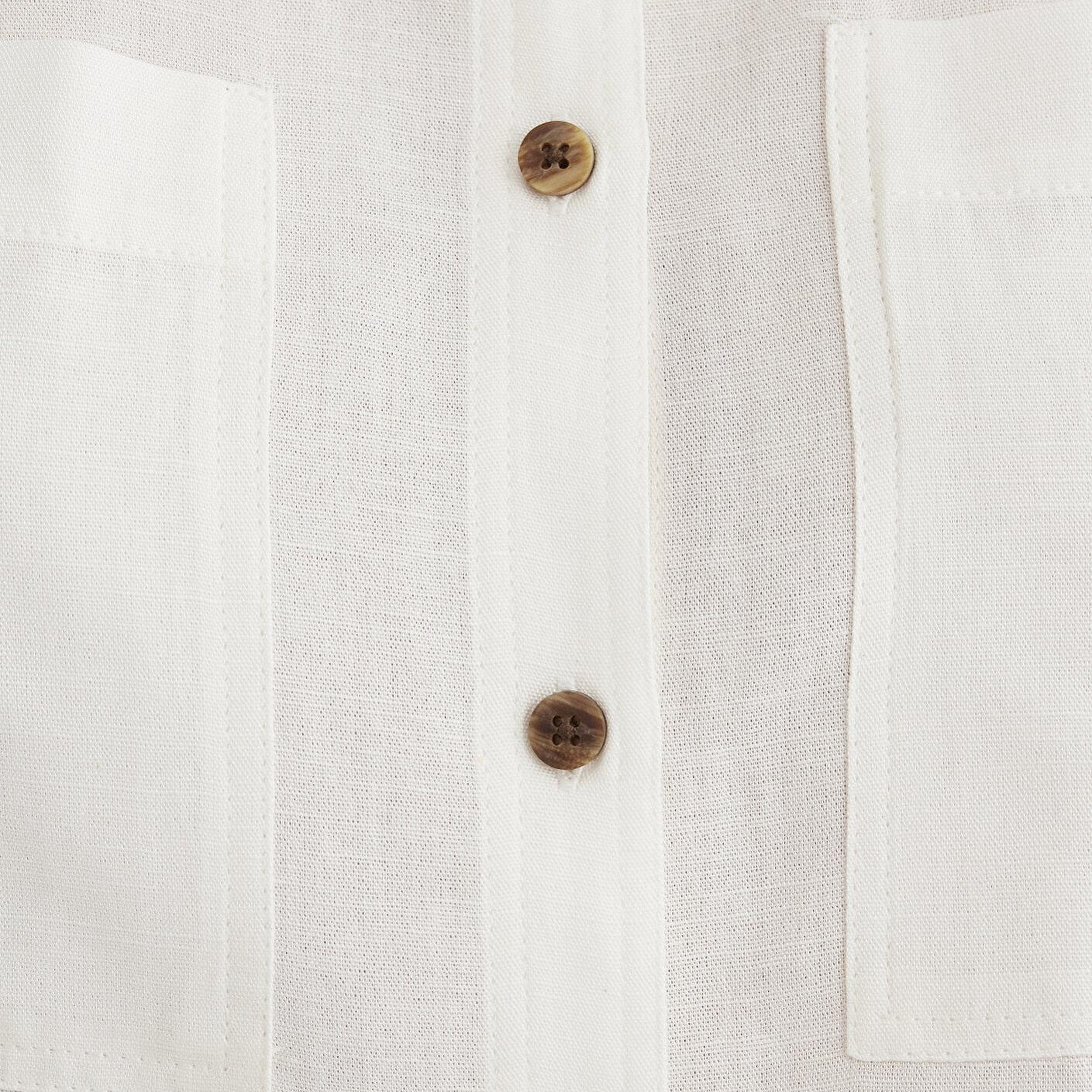 Mavi Keten Karışımlı Ekru Gömlek Loose Fit / Bol Rahat Kesim 1211090-70057