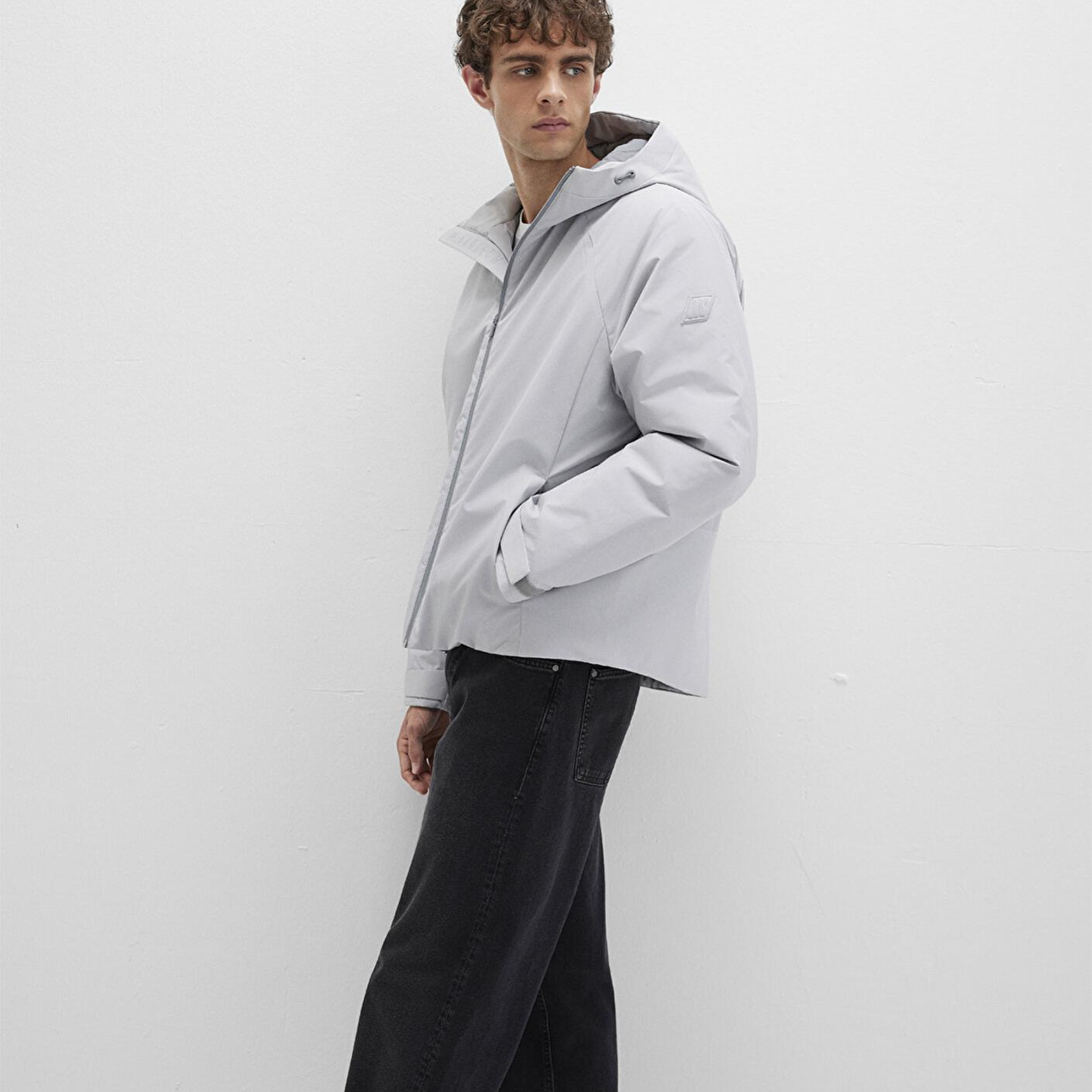 Mavi Su İtici Kapüşonlu Gri Mont 0110615-70075