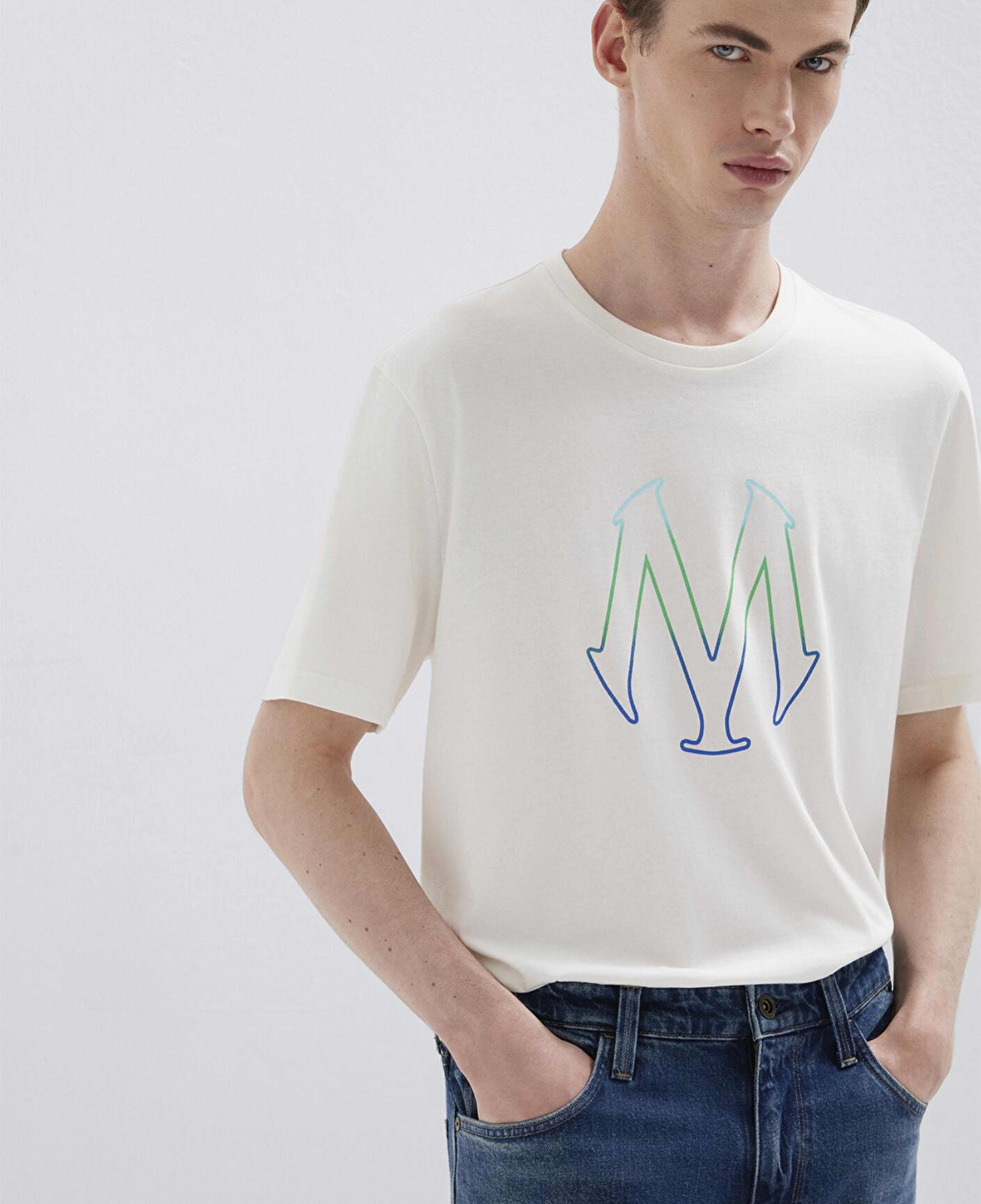 Mavi Mavi Logo Baskılı Ekru Tişört Regular Fit / Normal Kesim 0610635-70057