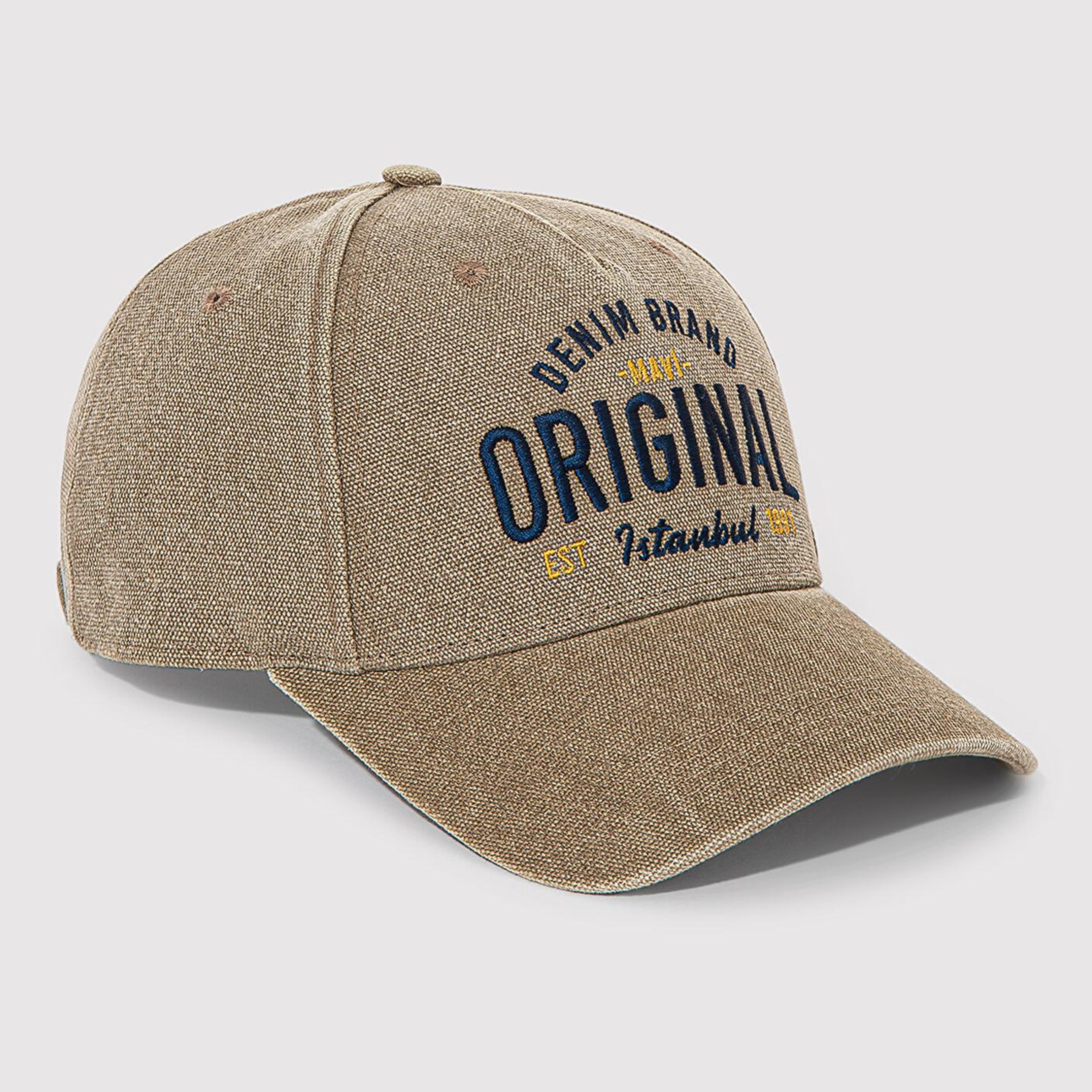 Mavi İşlemeli Bej Şapka 0911813-70202