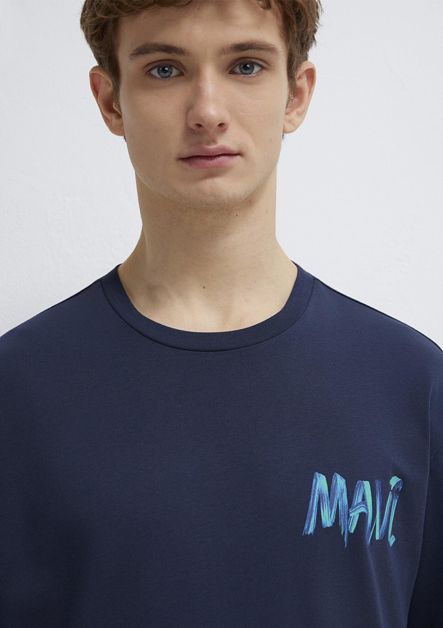 Mavi Mavi Baskılı Lacivert Tişört Loose Fit / Bol Rahat Kesim 0612468-70490