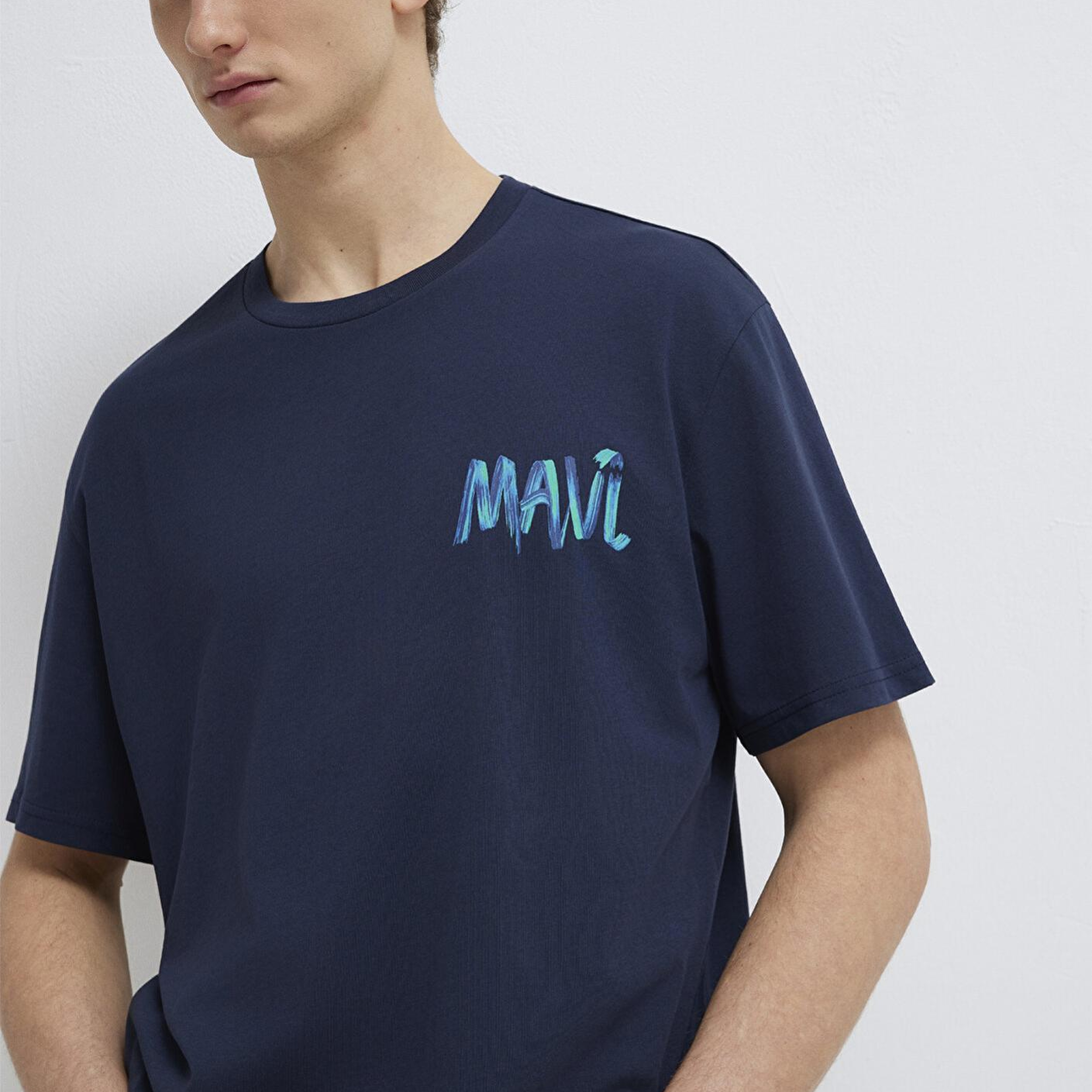 Mavi Mavi Baskılı Lacivert Tişört Loose Fit / Bol Rahat Kesim 0612468-70490