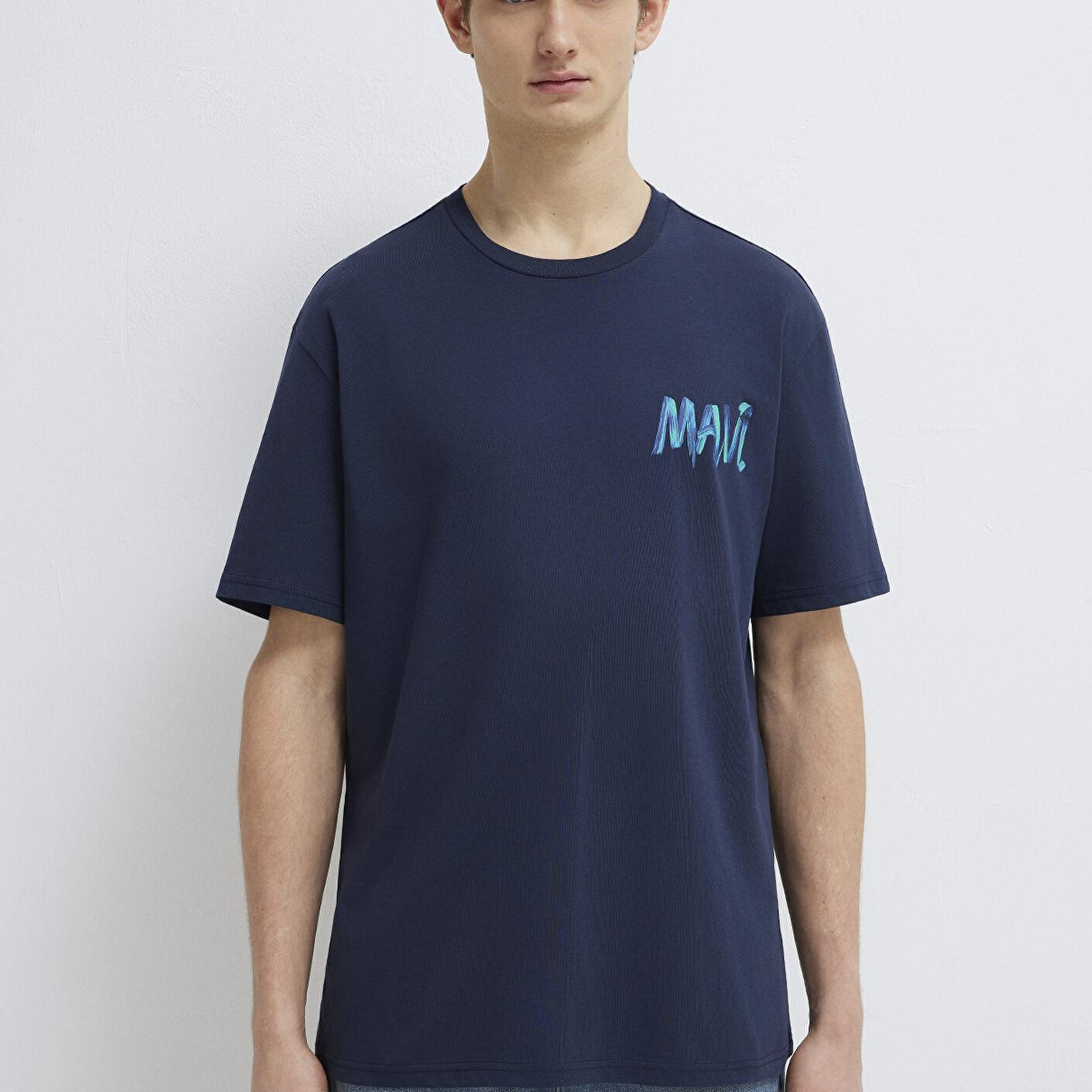 Mavi Mavi Baskılı Lacivert Tişört Loose Fit / Bol Rahat Kesim 0612468-70490