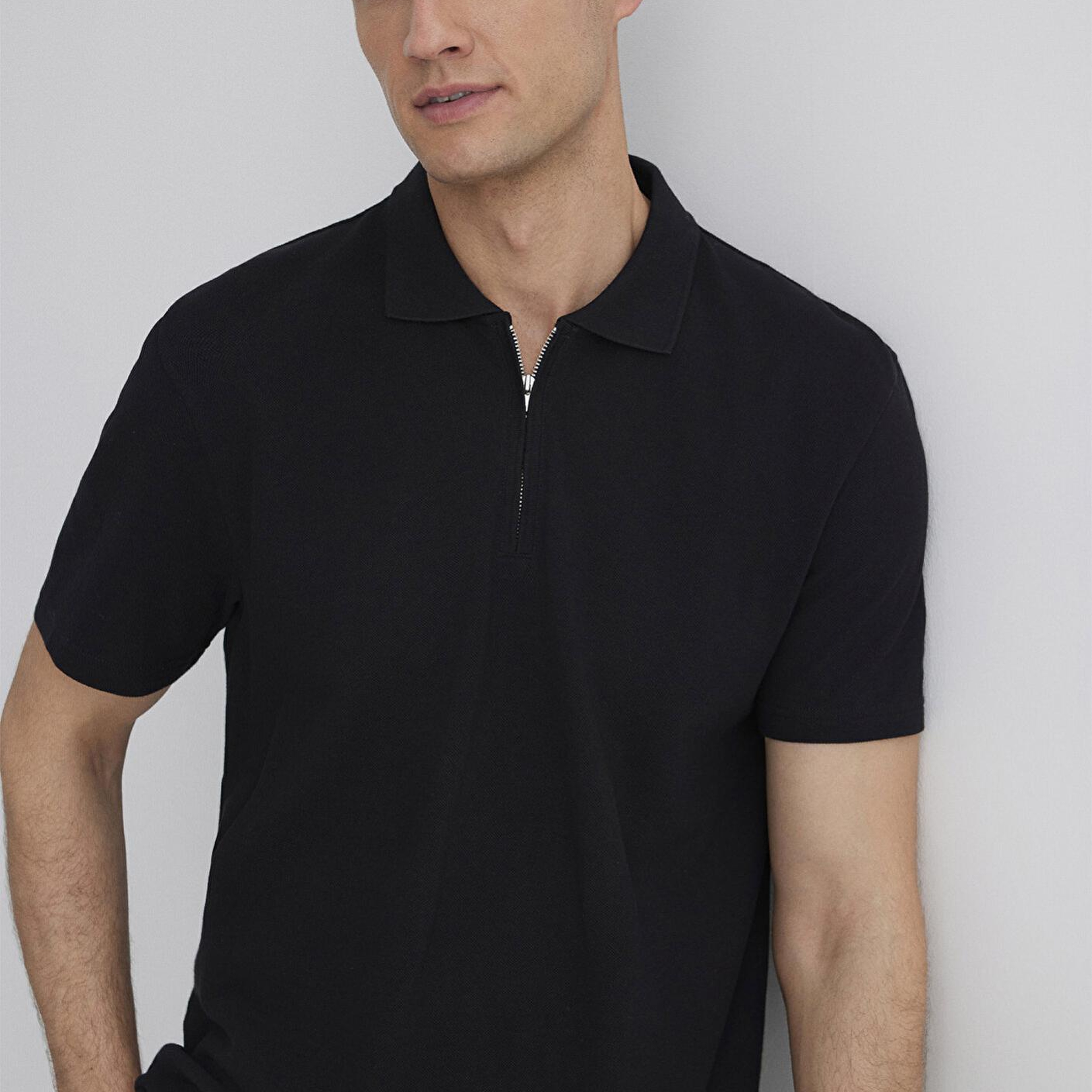 Mavi Yarı Fermuarlı Siyah Polo Tişört Regular Fit / Normal Kesim 0612525-900