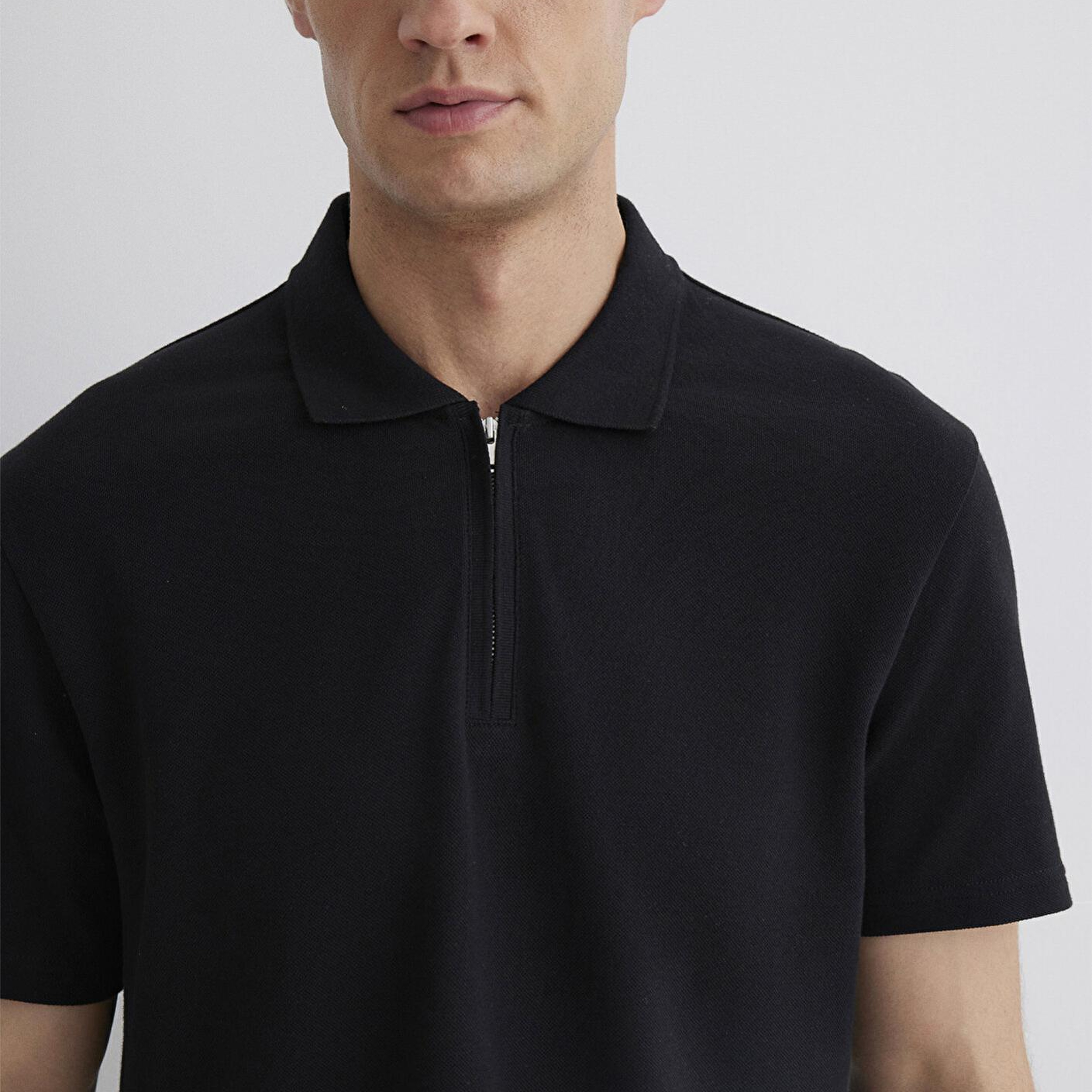 Mavi Yarı Fermuarlı Siyah Polo Tişört Regular Fit / Normal Kesim 0612525-900